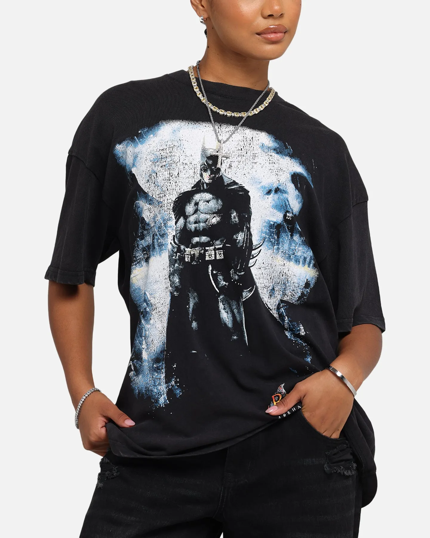 73 Studio X DC Batman Arkham Asylum Vintage T-Shirt Black Acidwash