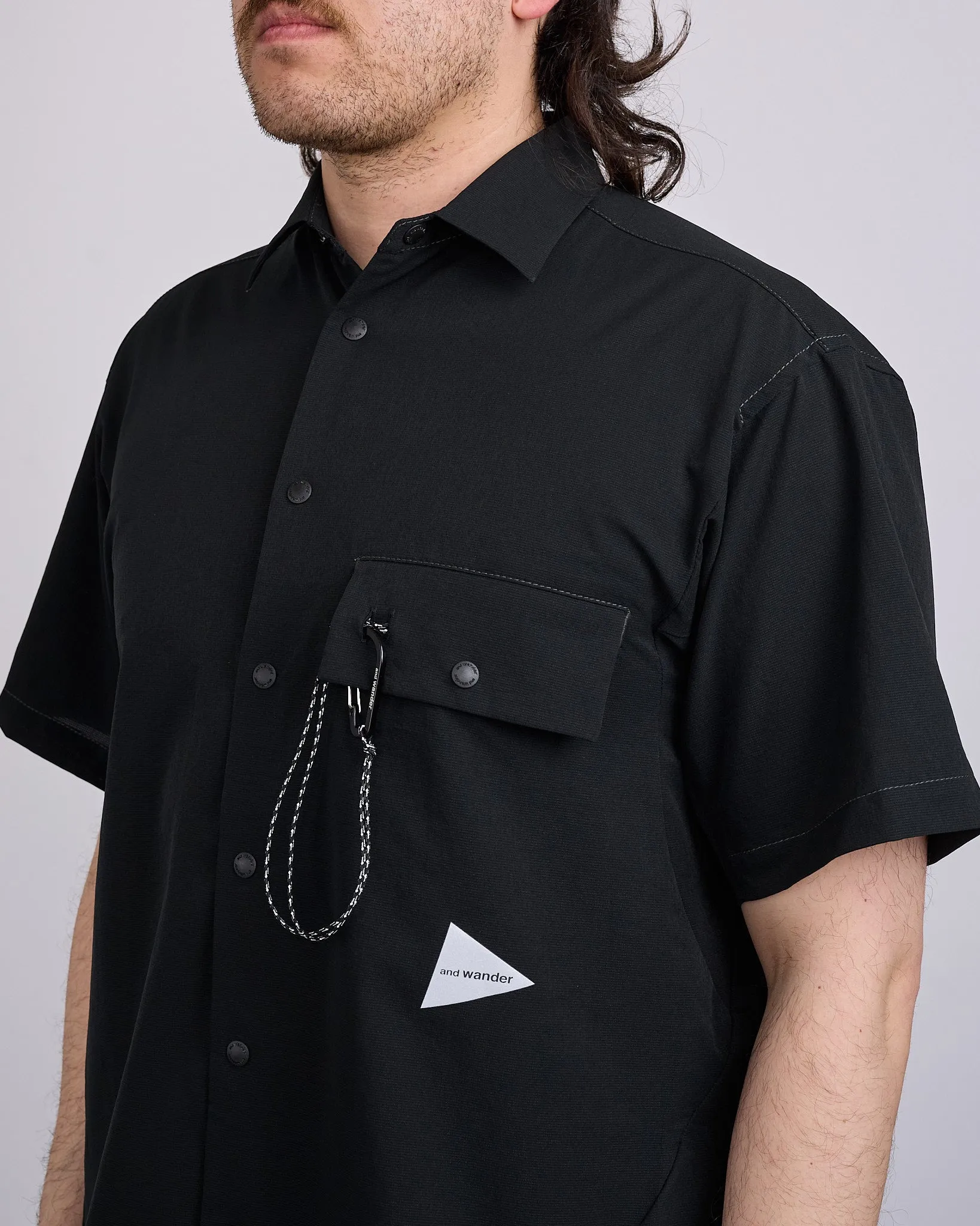 and wander Dry Breathable Snap Shirt Black