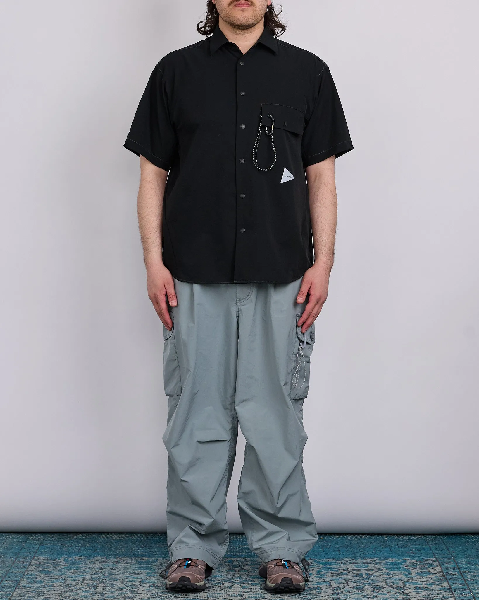 and wander Dry Breathable Snap Shirt Black
