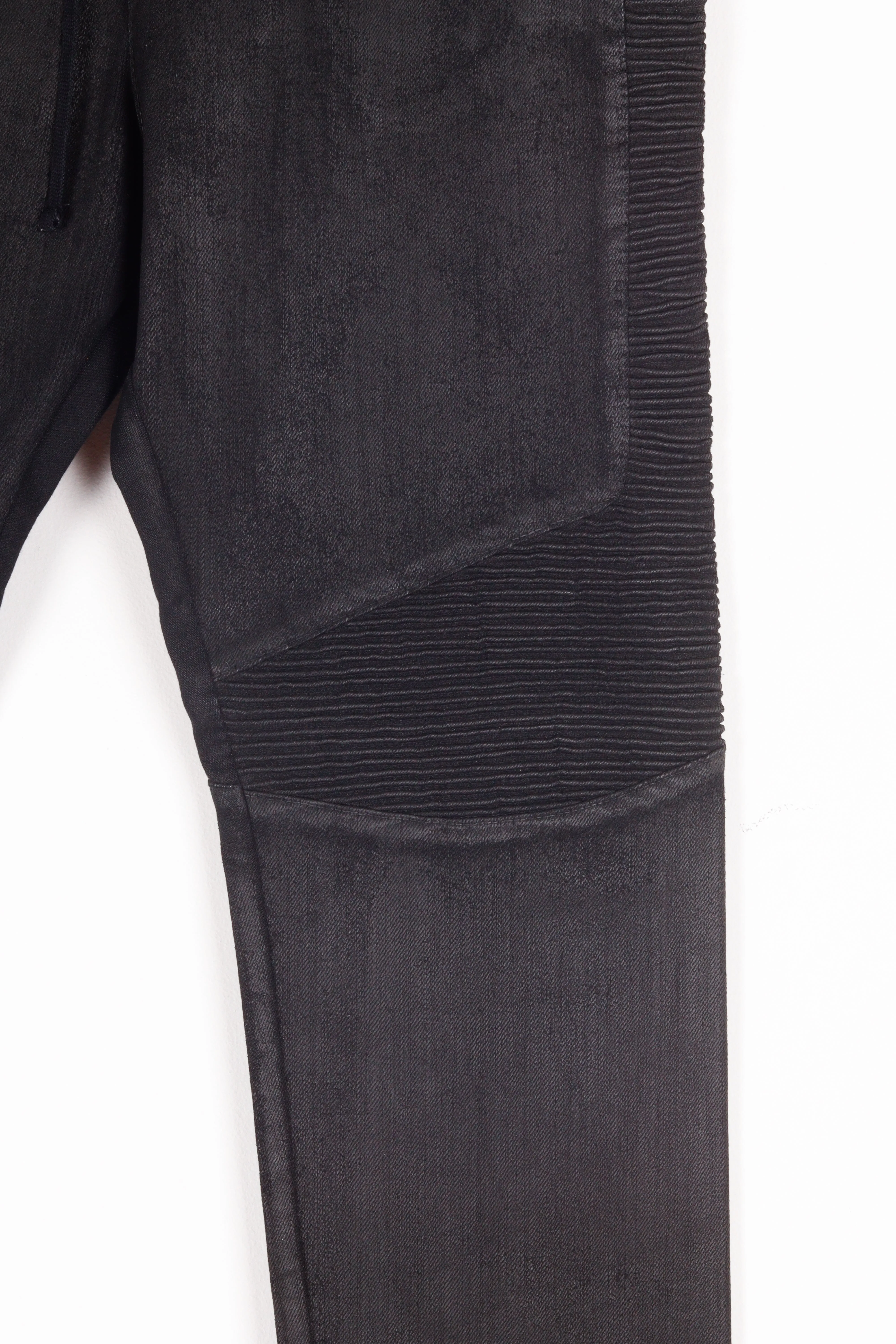 Balmain 'Waxed Biker Drawstring' Trouser Pants Black