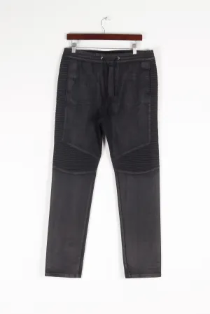 Balmain 'Waxed Biker Drawstring' Trouser Pants Black