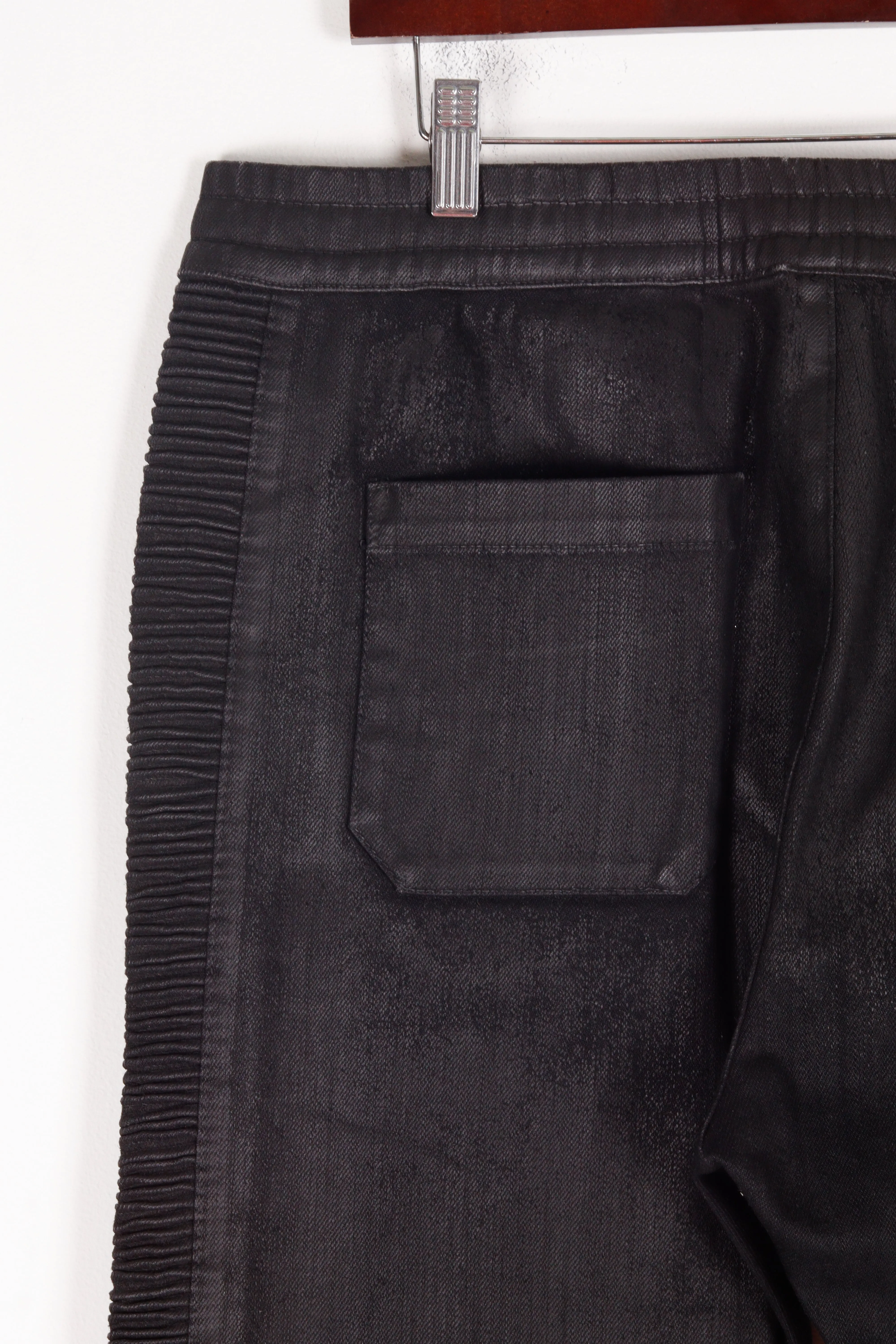 Balmain 'Waxed Biker Drawstring' Trouser Pants Black