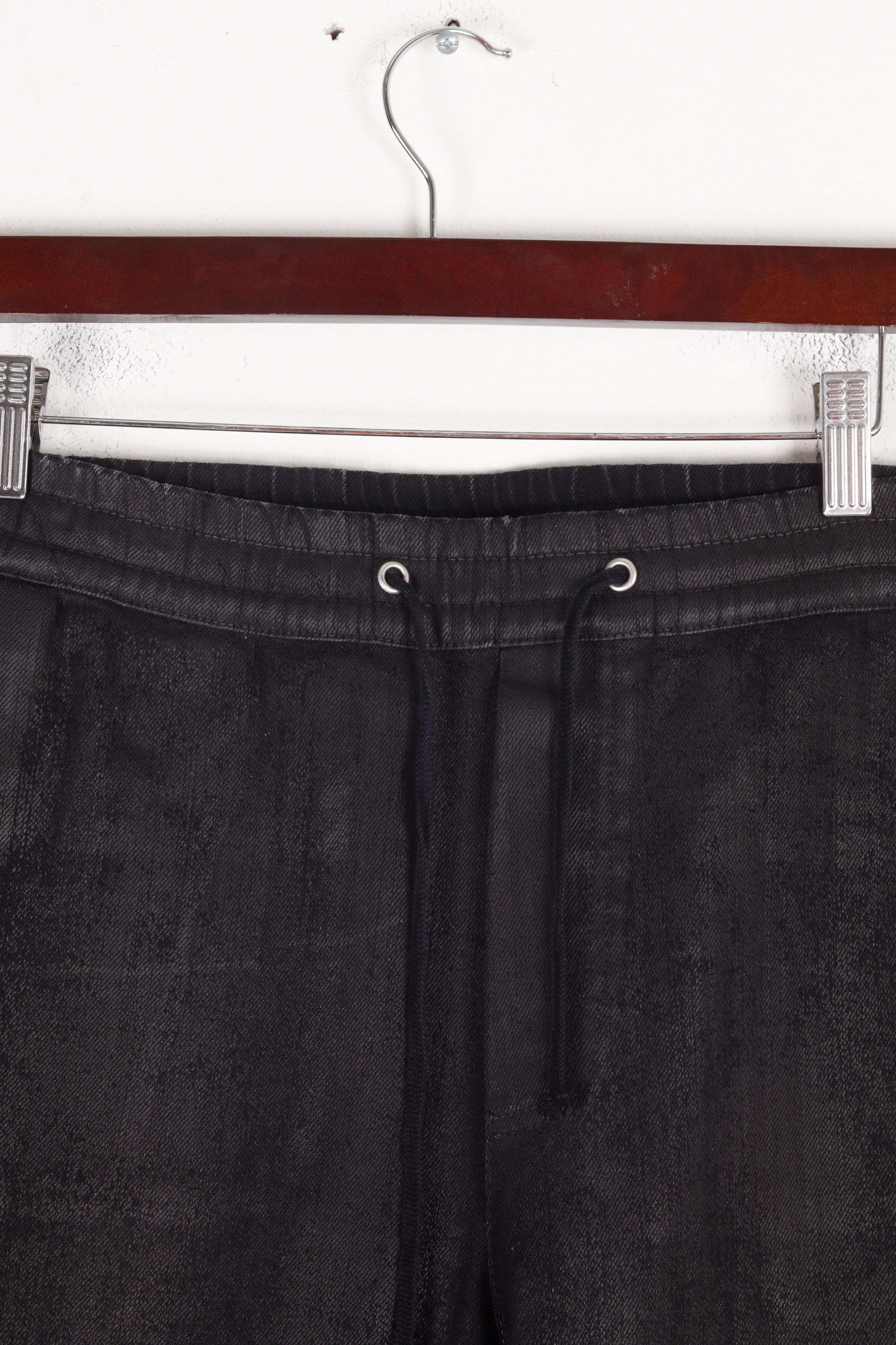 Balmain 'Waxed Biker Drawstring' Trouser Pants Black
