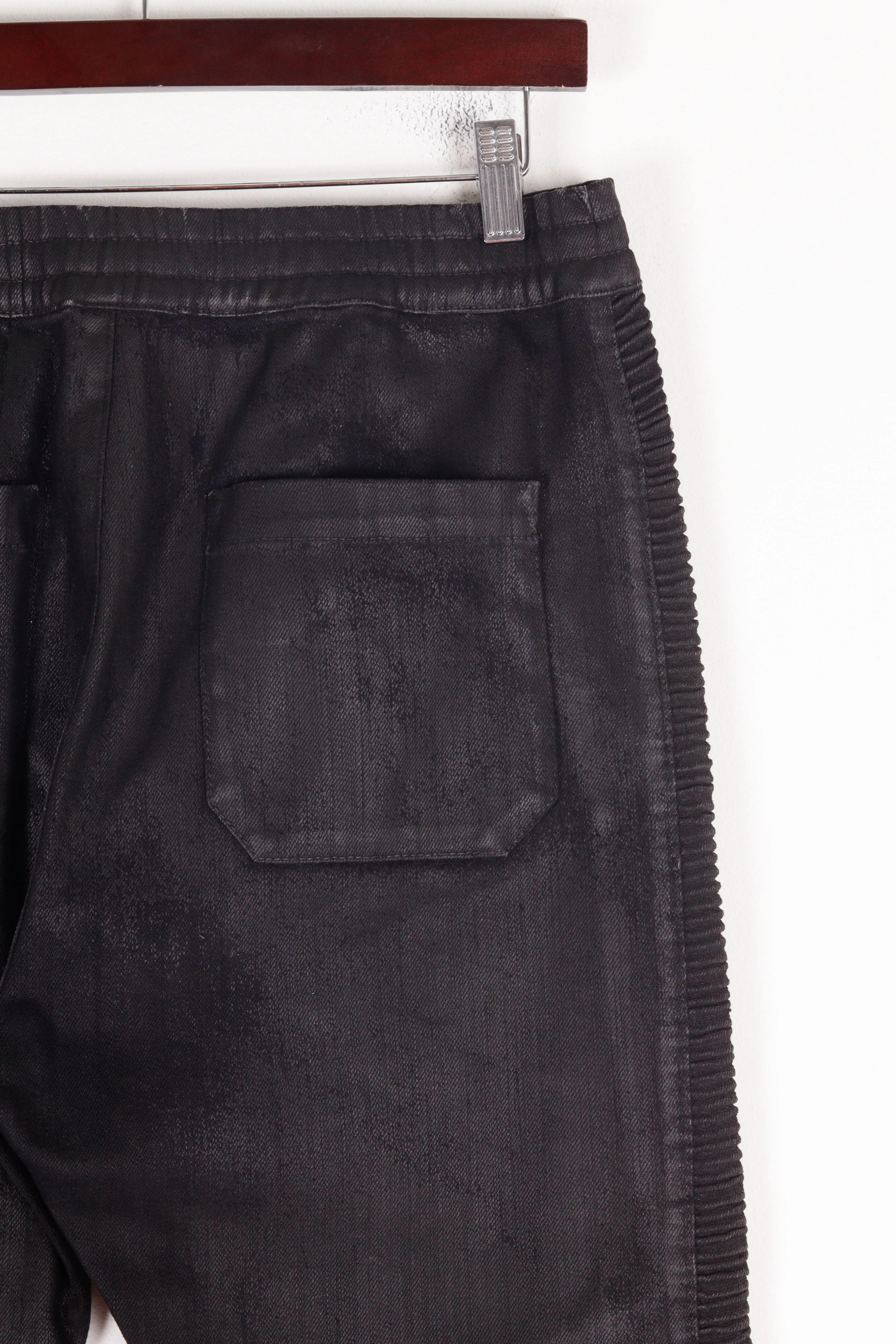 Balmain 'Waxed Biker Drawstring' Trouser Pants Black