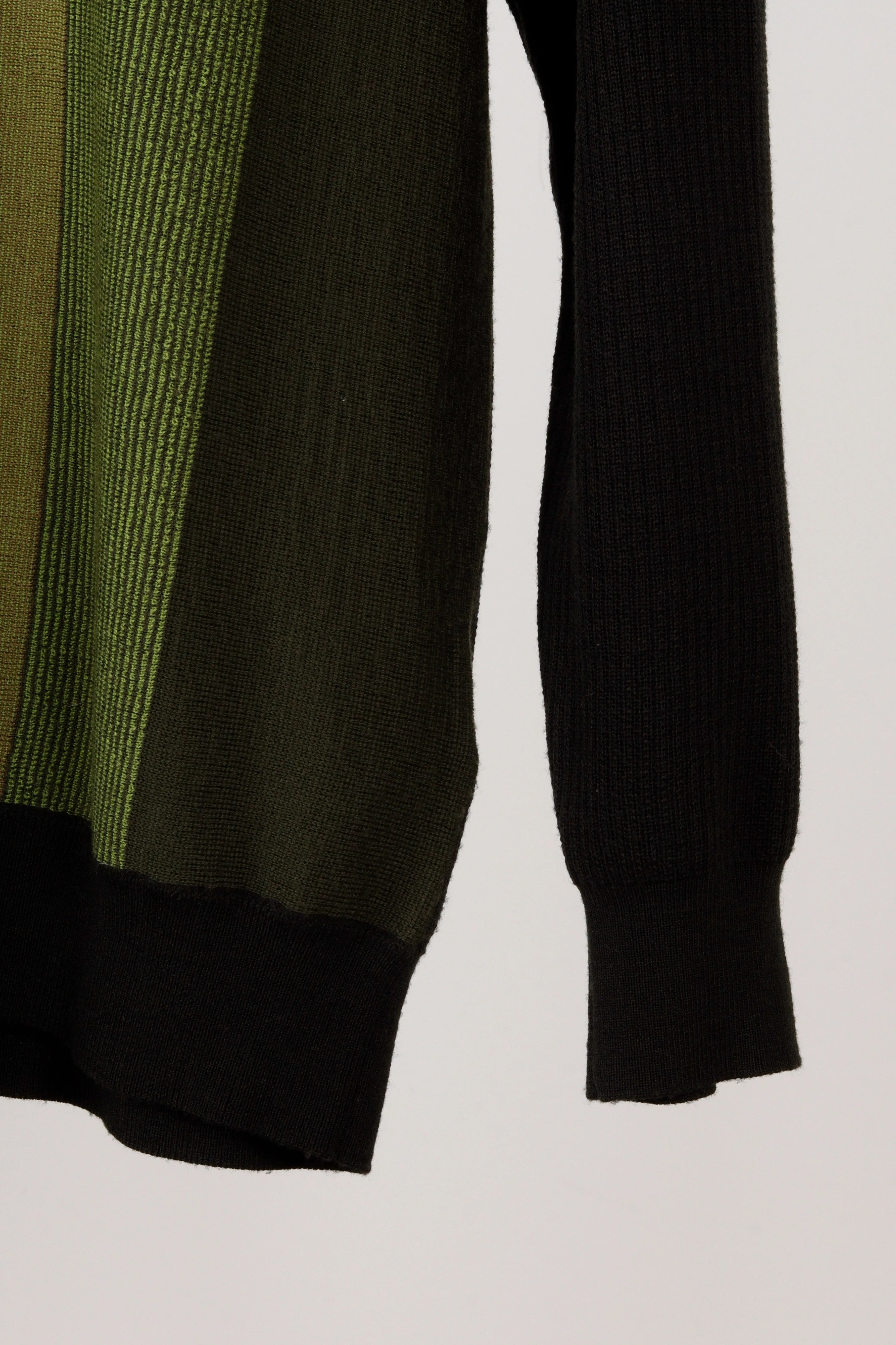 Beams Plus FW22 'Knitted Wool Jacquard' L/S Polo Shirt Green (2022)