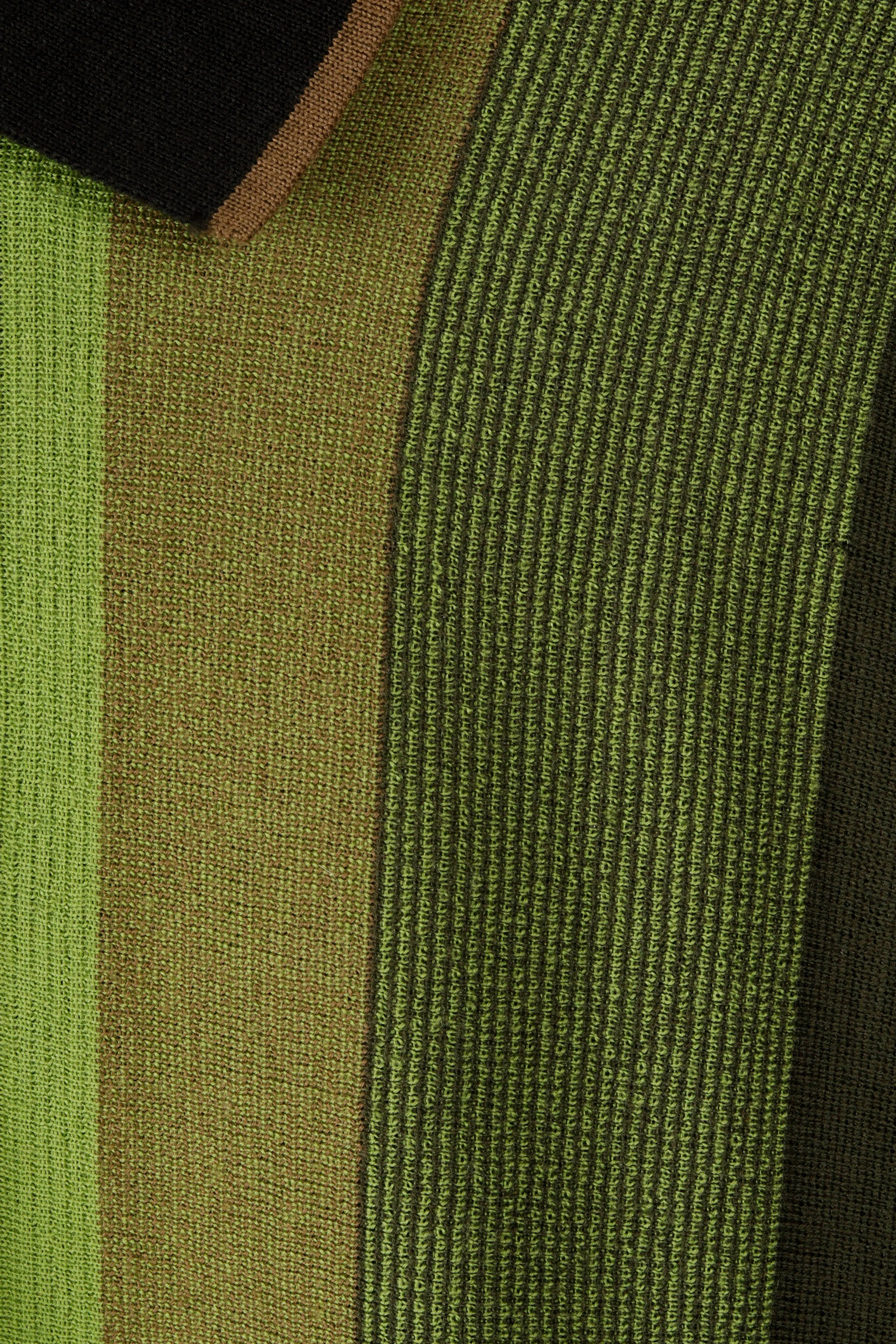 Beams Plus FW22 'Knitted Wool Jacquard' L/S Polo Shirt Green (2022)