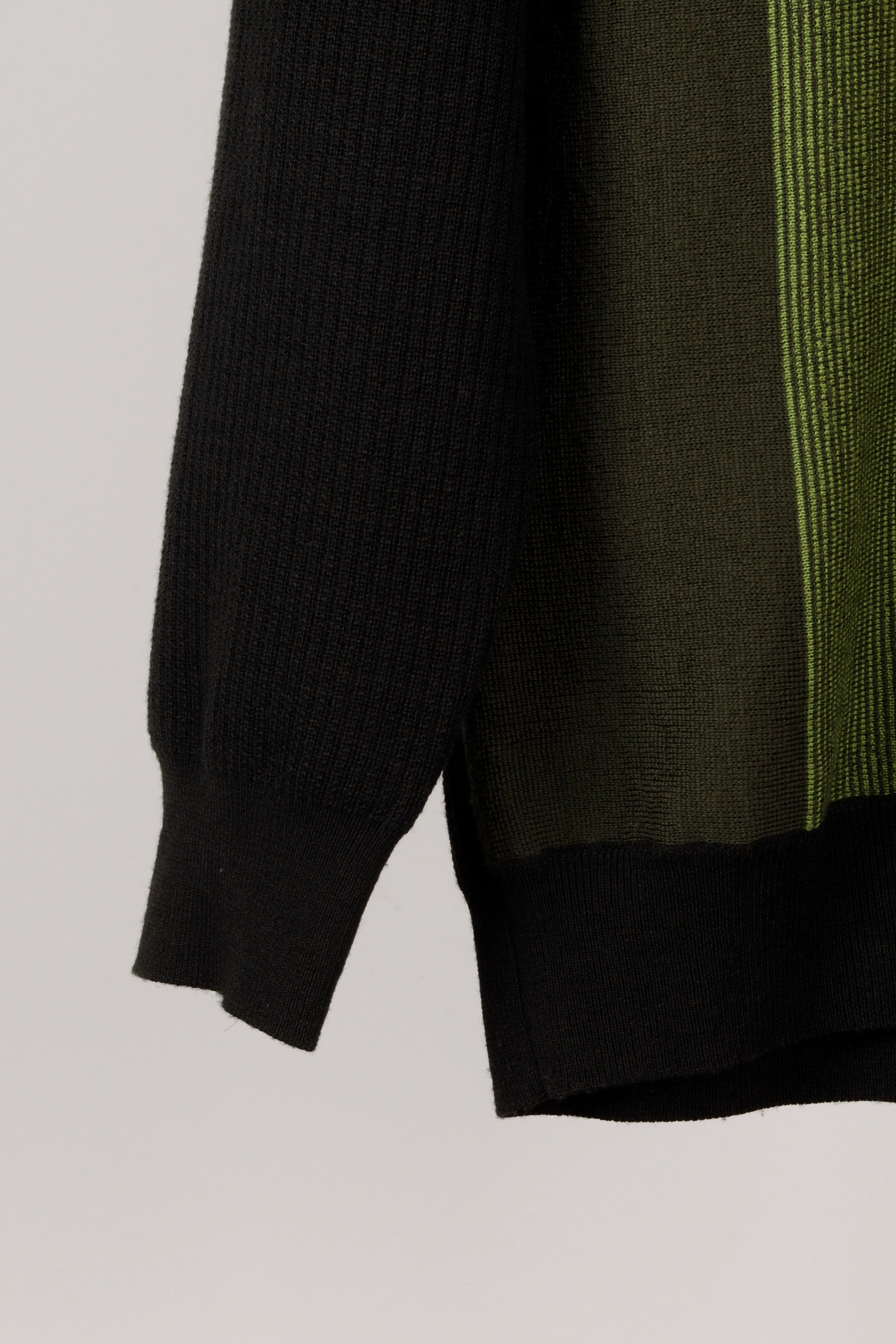 Beams Plus FW22 'Knitted Wool Jacquard' L/S Polo Shirt Green (2022)