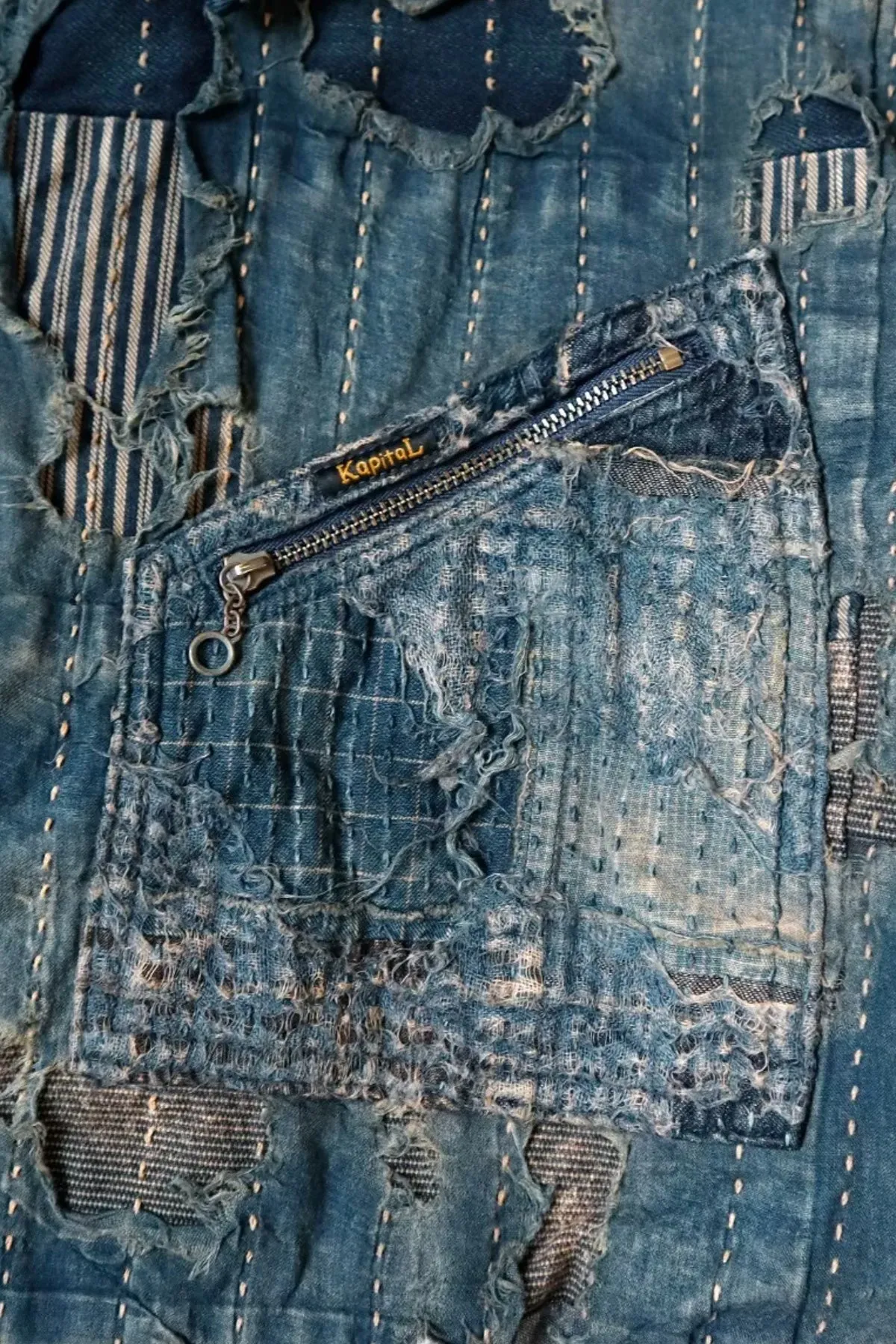 BORO ZIP UP Blouson (VIRGIN MARY) - Indigo
