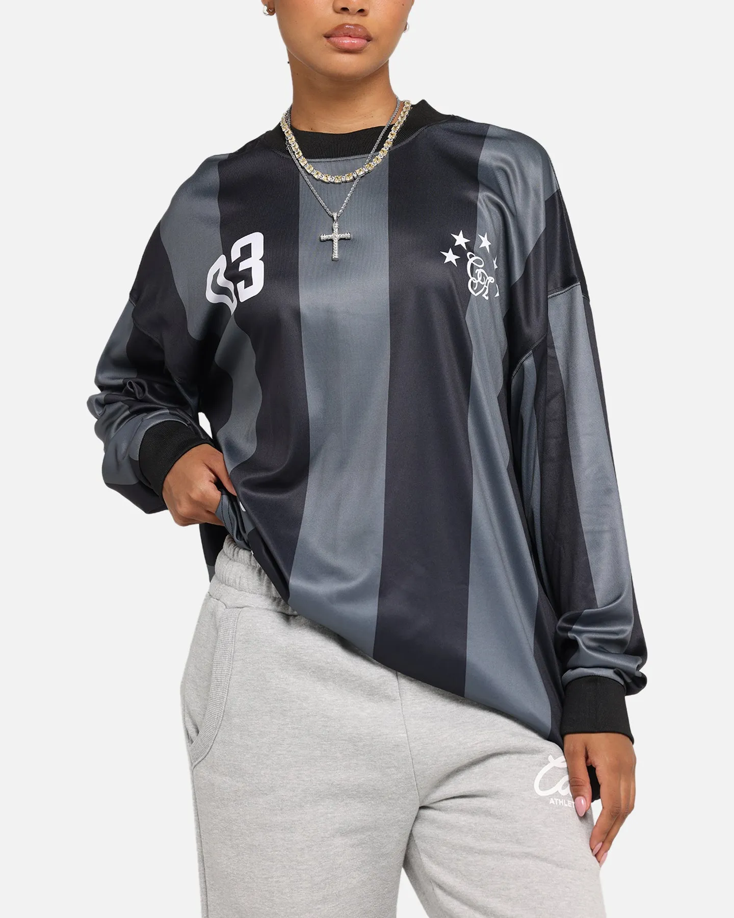 Carre Academy Oversized Long Sleeve T-Shirt Black/Grey