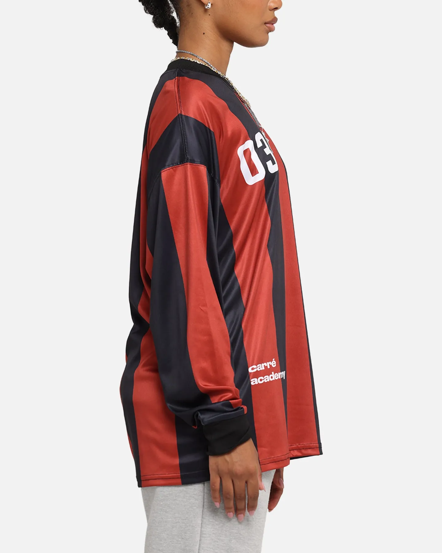 Carre Academy Oversized Long Sleeve T-Shirt Red/Black