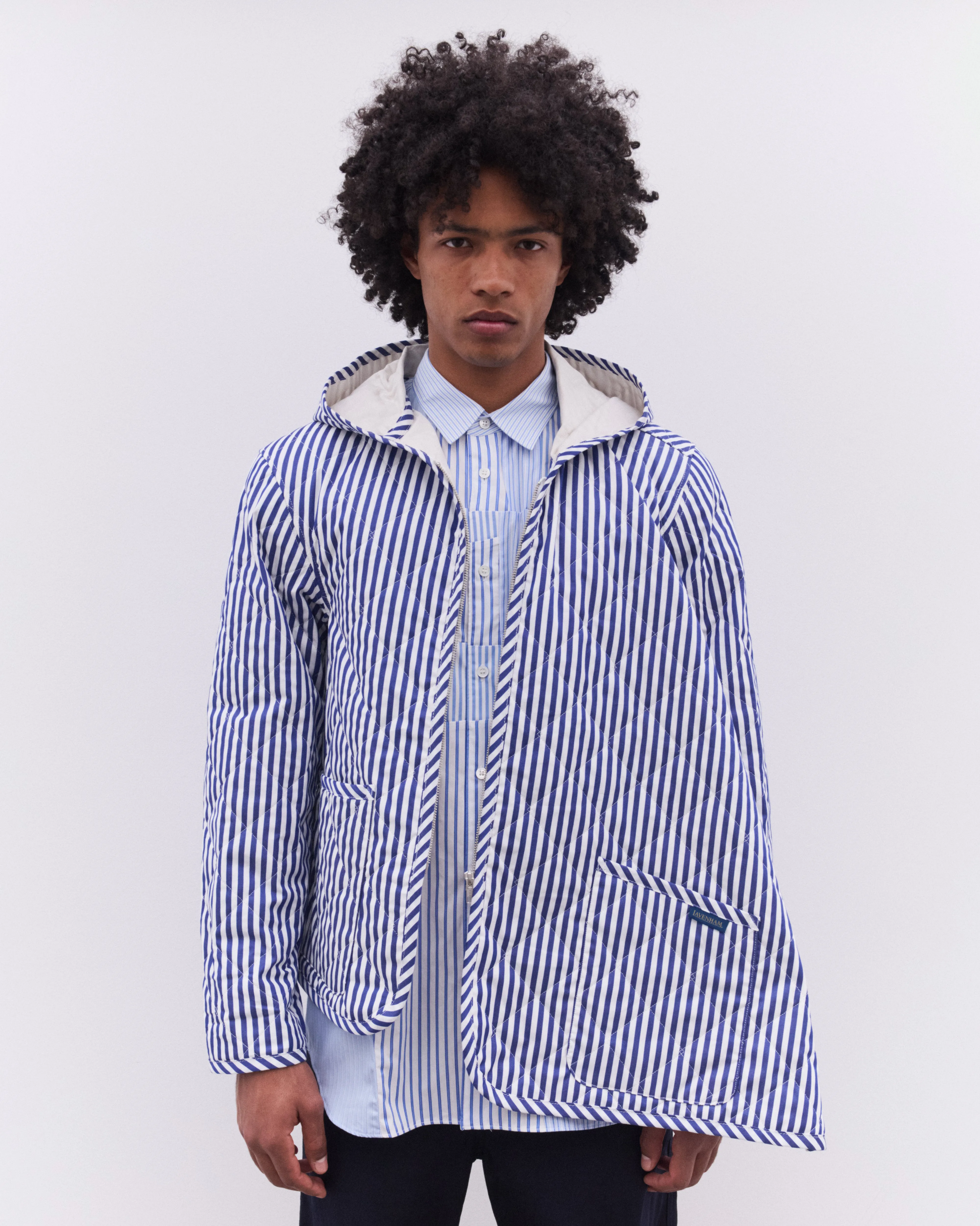 CDG Shirt - Men's Lavenham Asymmetric Striped Jacket - (Blue)