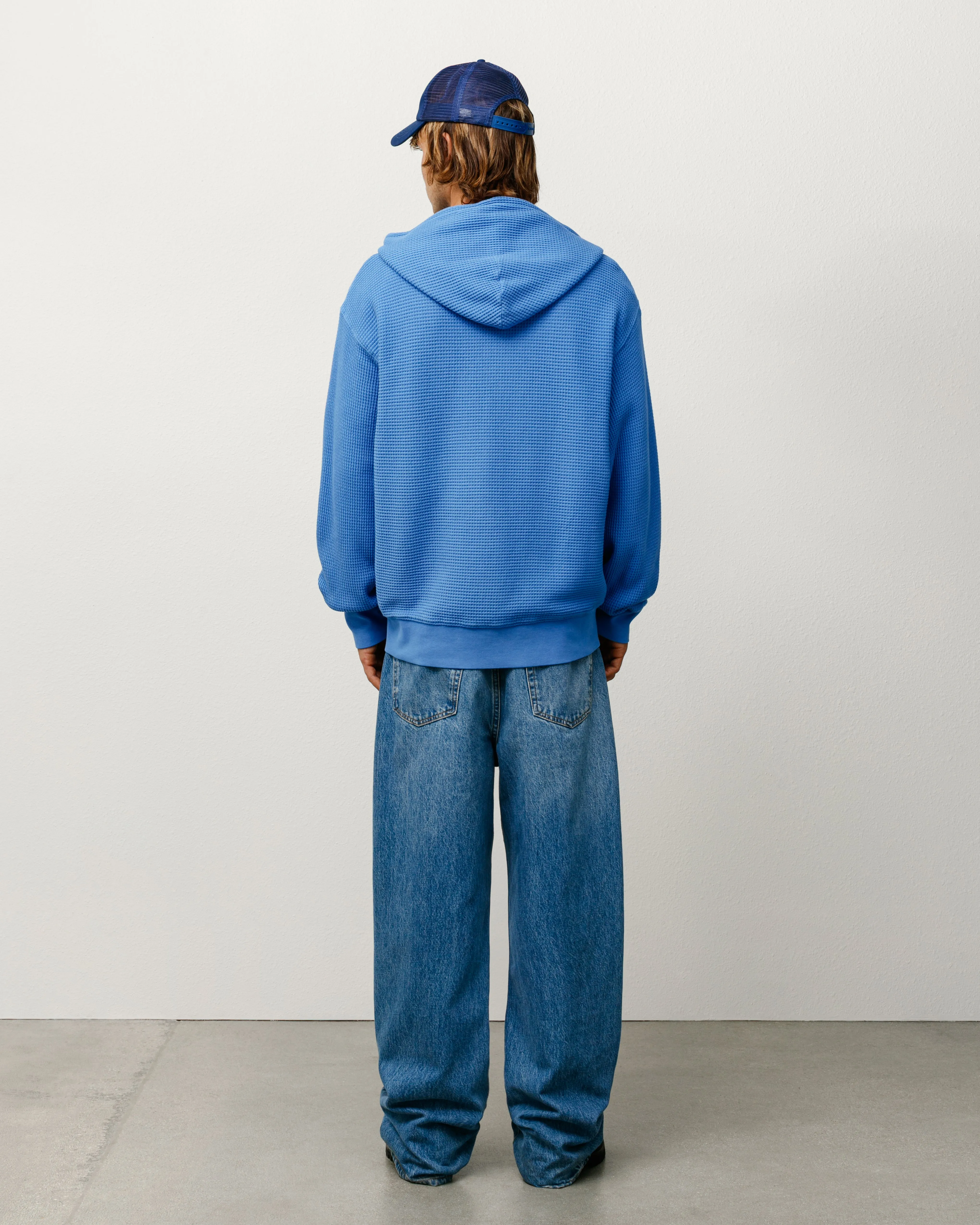 DOUBLE LAYER WAFFLE ZIP HOODIE