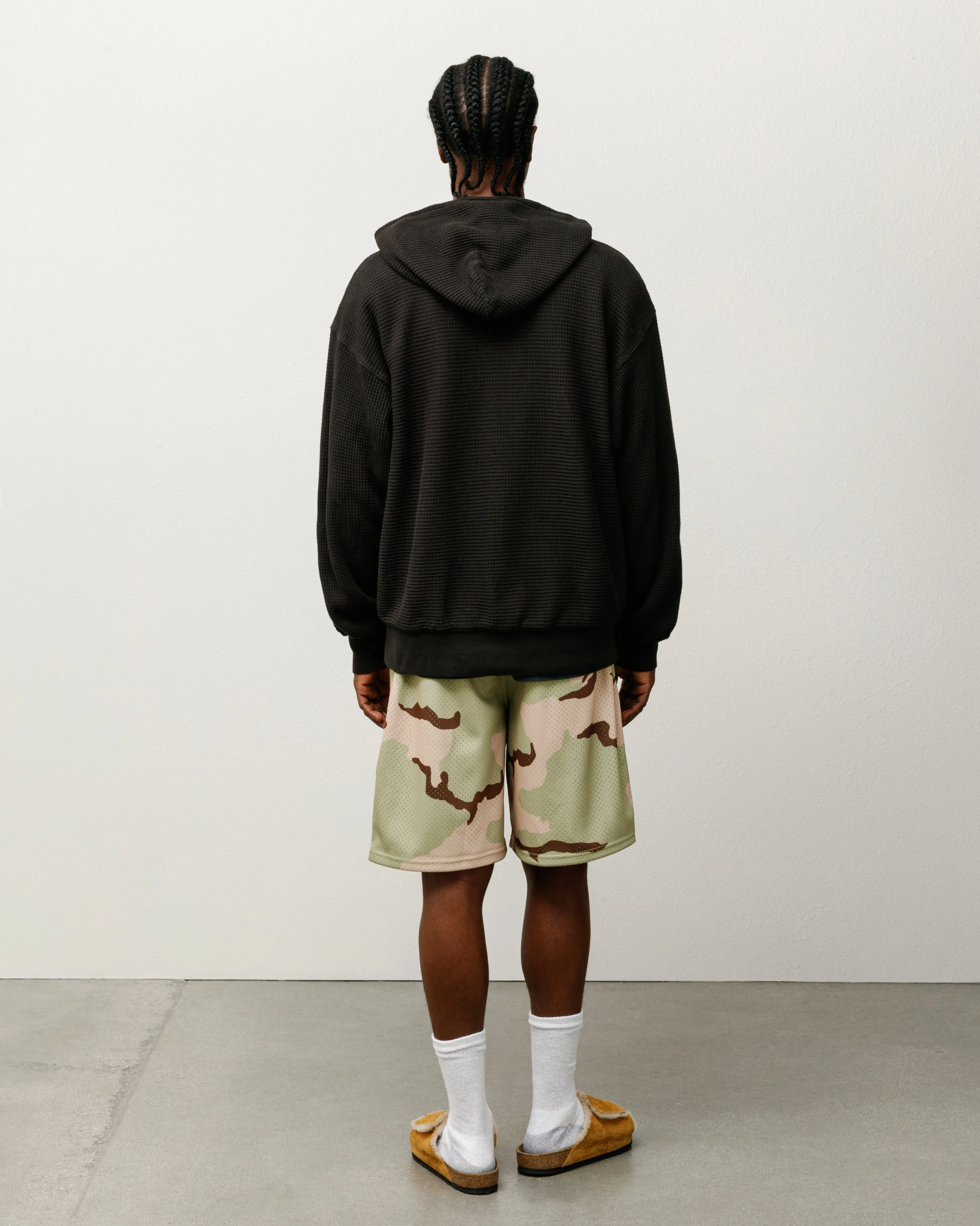 DOUBLE LAYER WAFFLE ZIP HOODIE