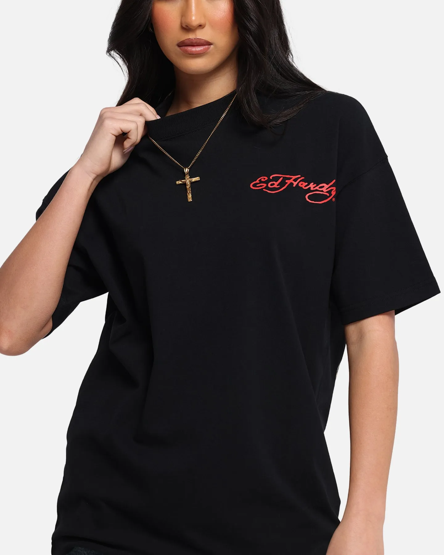 Ed Hardy Oversized Panther T-Shirt Black