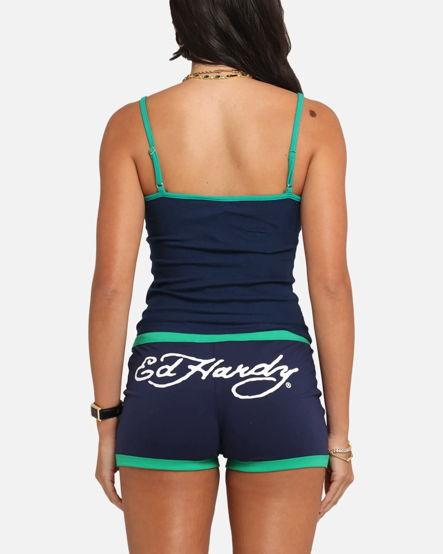 Ed Hardy Women's Logo Camo Singlet Navy/Green