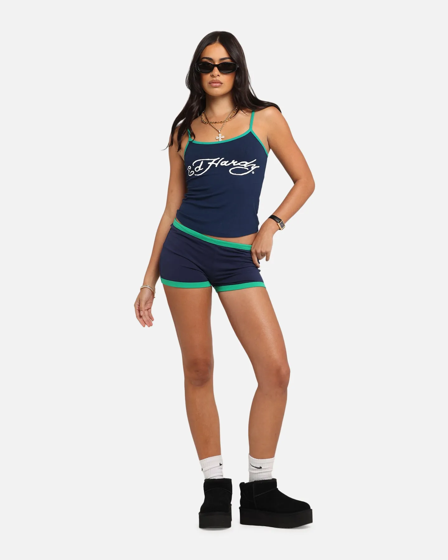 Ed Hardy Women's Logo Camo Singlet Navy/Green