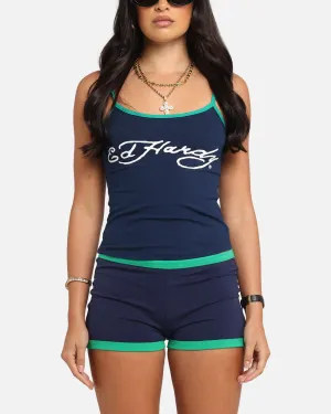 Ed Hardy Women's Logo Camo Singlet Navy/Green