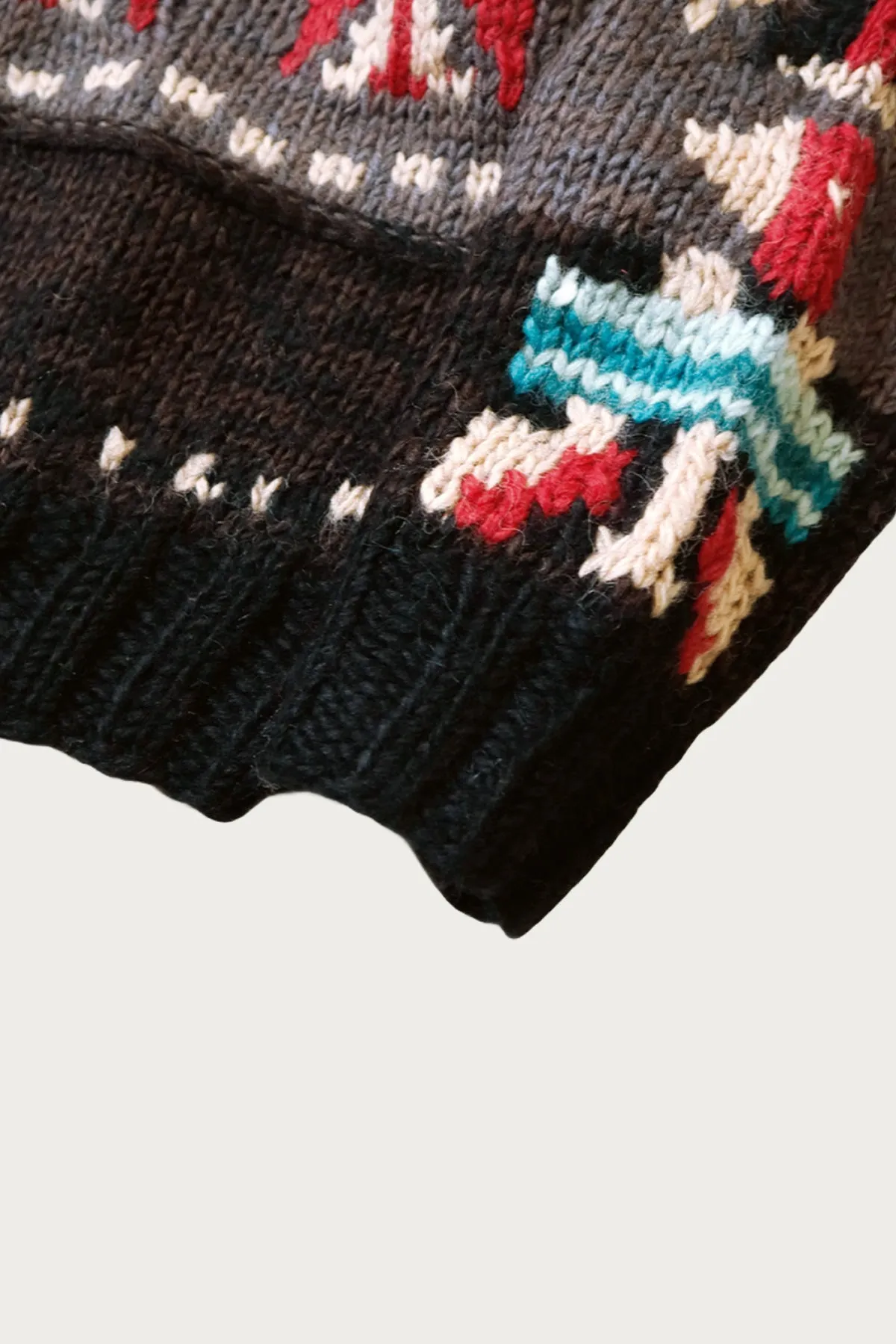 Hand Knit STD Cowichan Crew Sweater - Charcoal