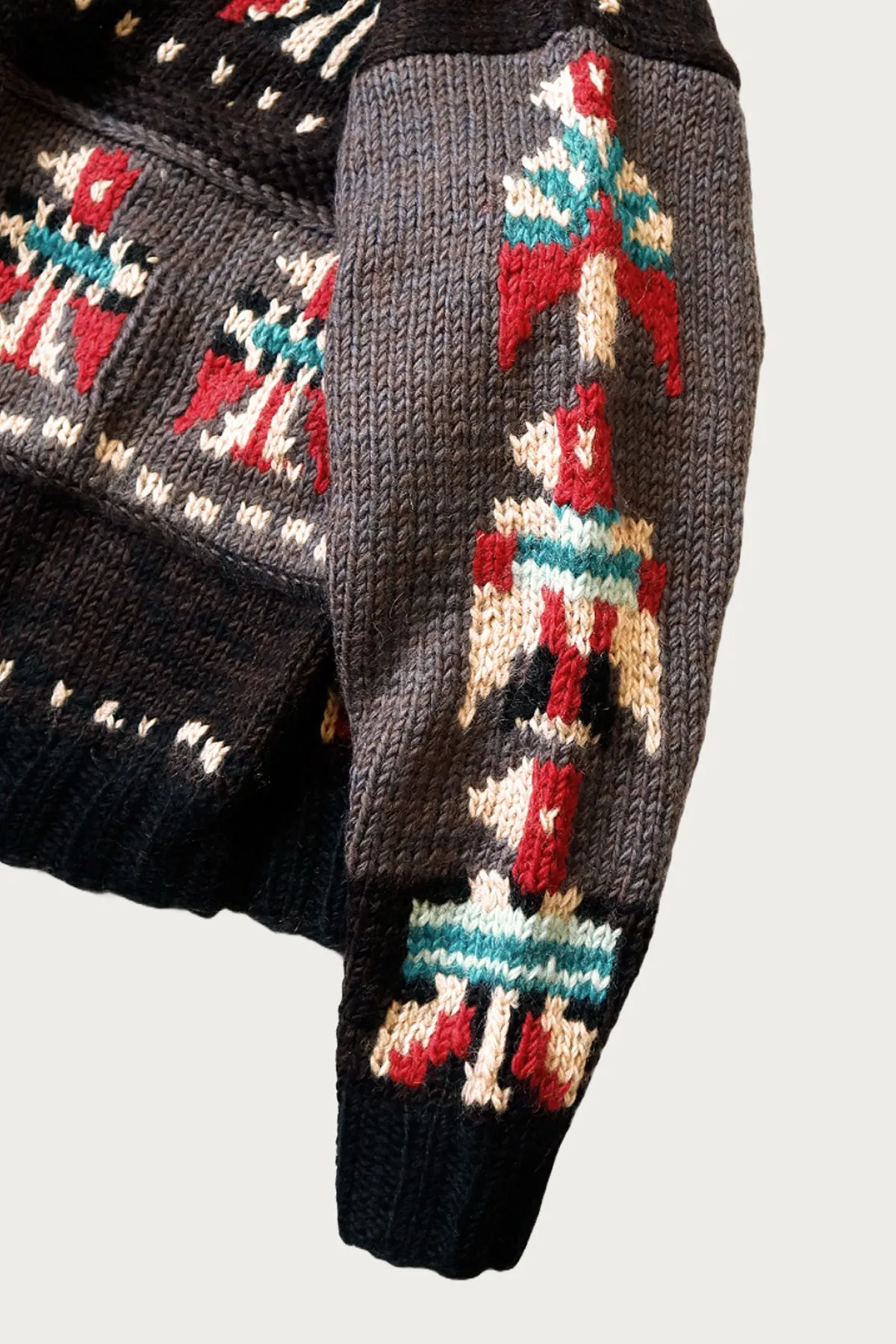Hand Knit STD Cowichan Crew Sweater - Charcoal