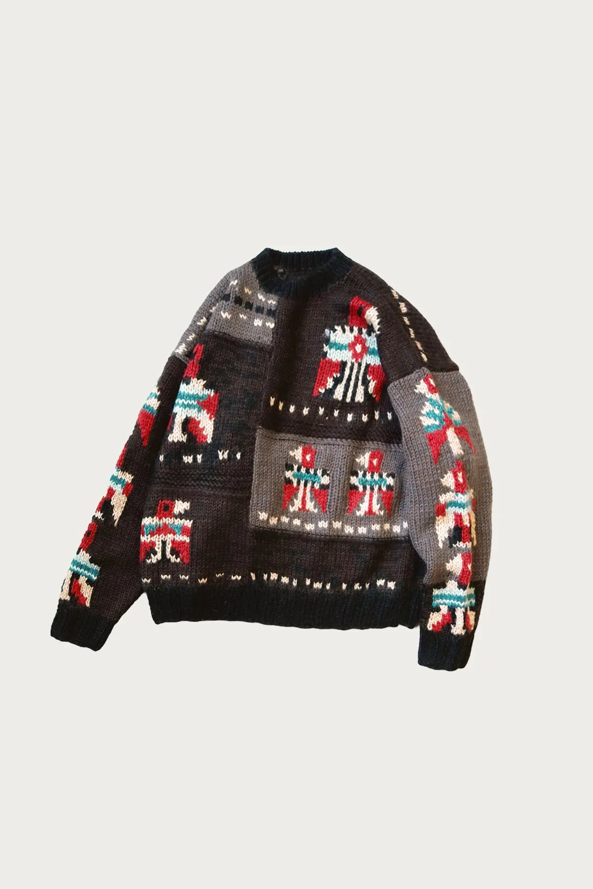 Hand Knit STD Cowichan Crew Sweater - Charcoal