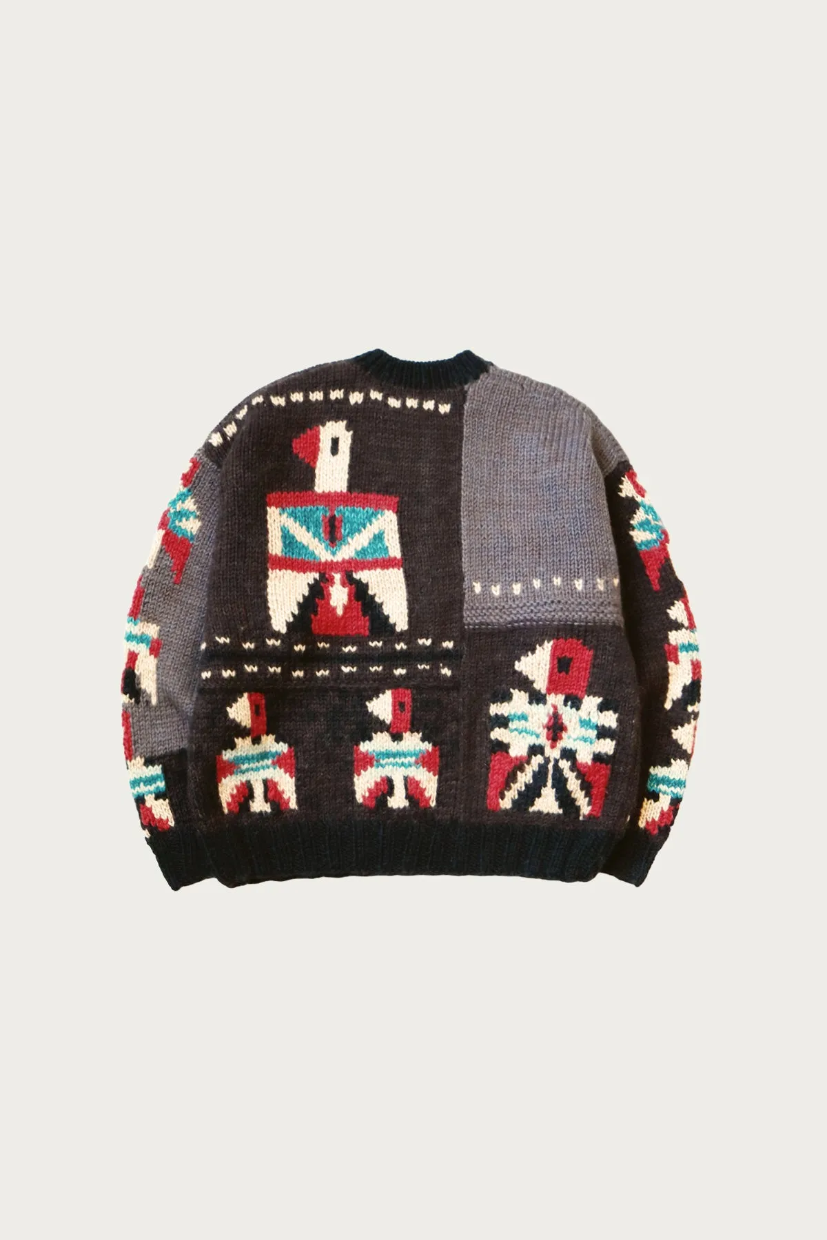 Hand Knit STD Cowichan Crew Sweater - Charcoal