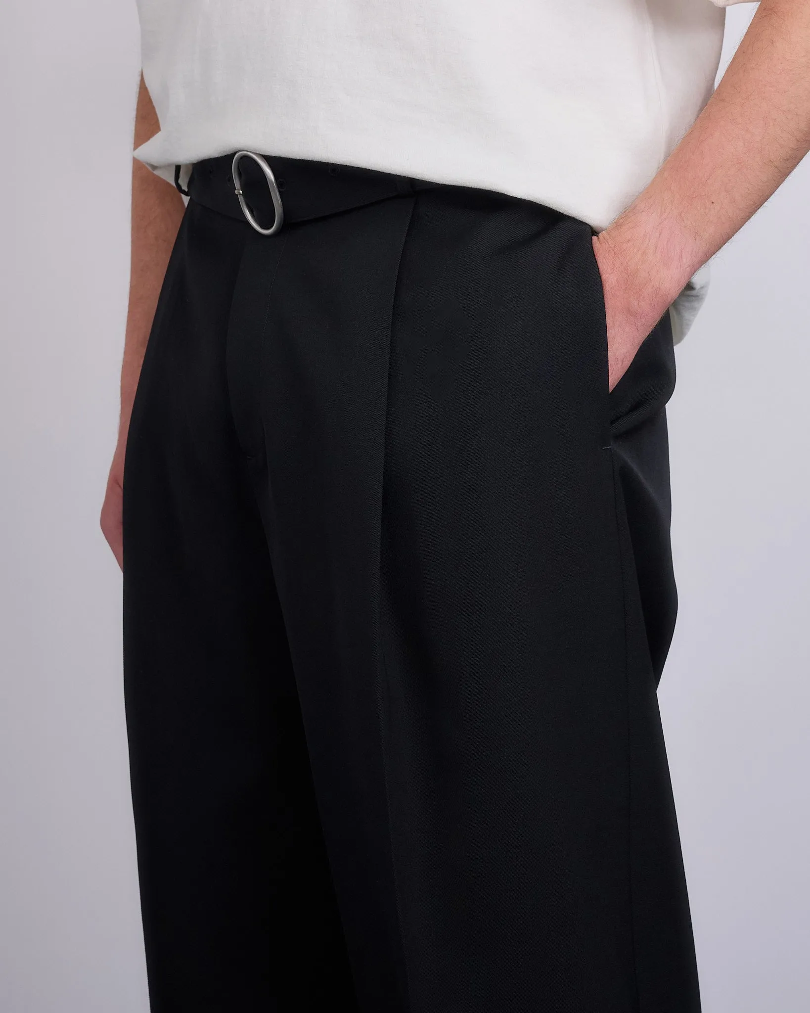 Jil Sander 14 AW 28 Sharp Wool Garbardine Trouser Black