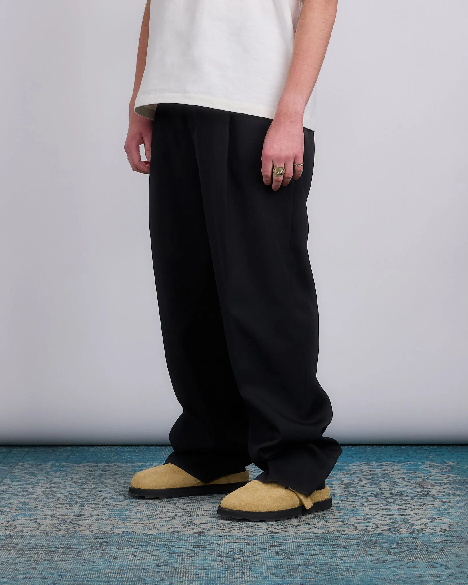 Jil Sander 14 AW 28 Sharp Wool Garbardine Trouser Black