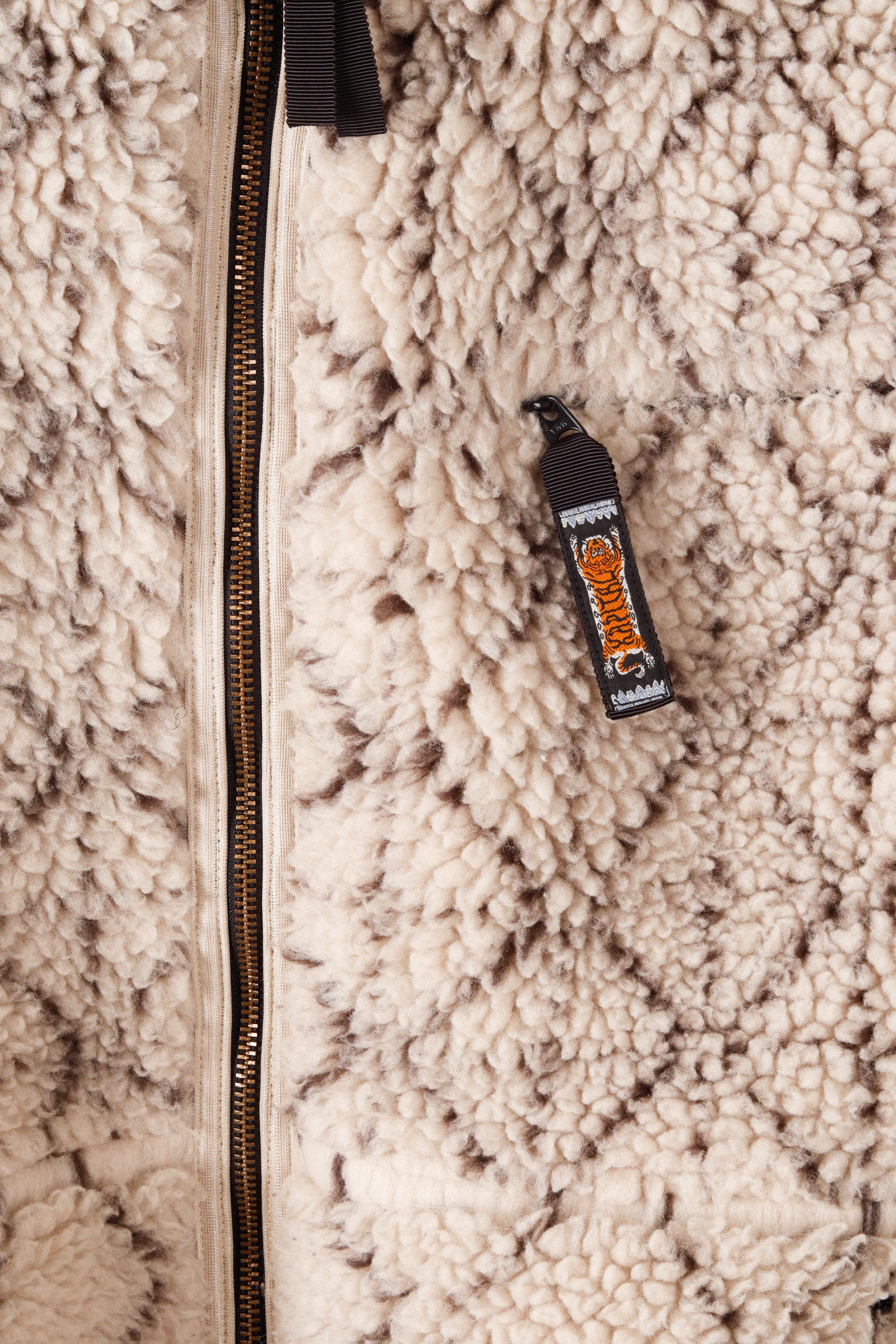 Kapital FW21 Do-Gi Sashiko Boa' Reversible Fleece Vest Ecru (2021)