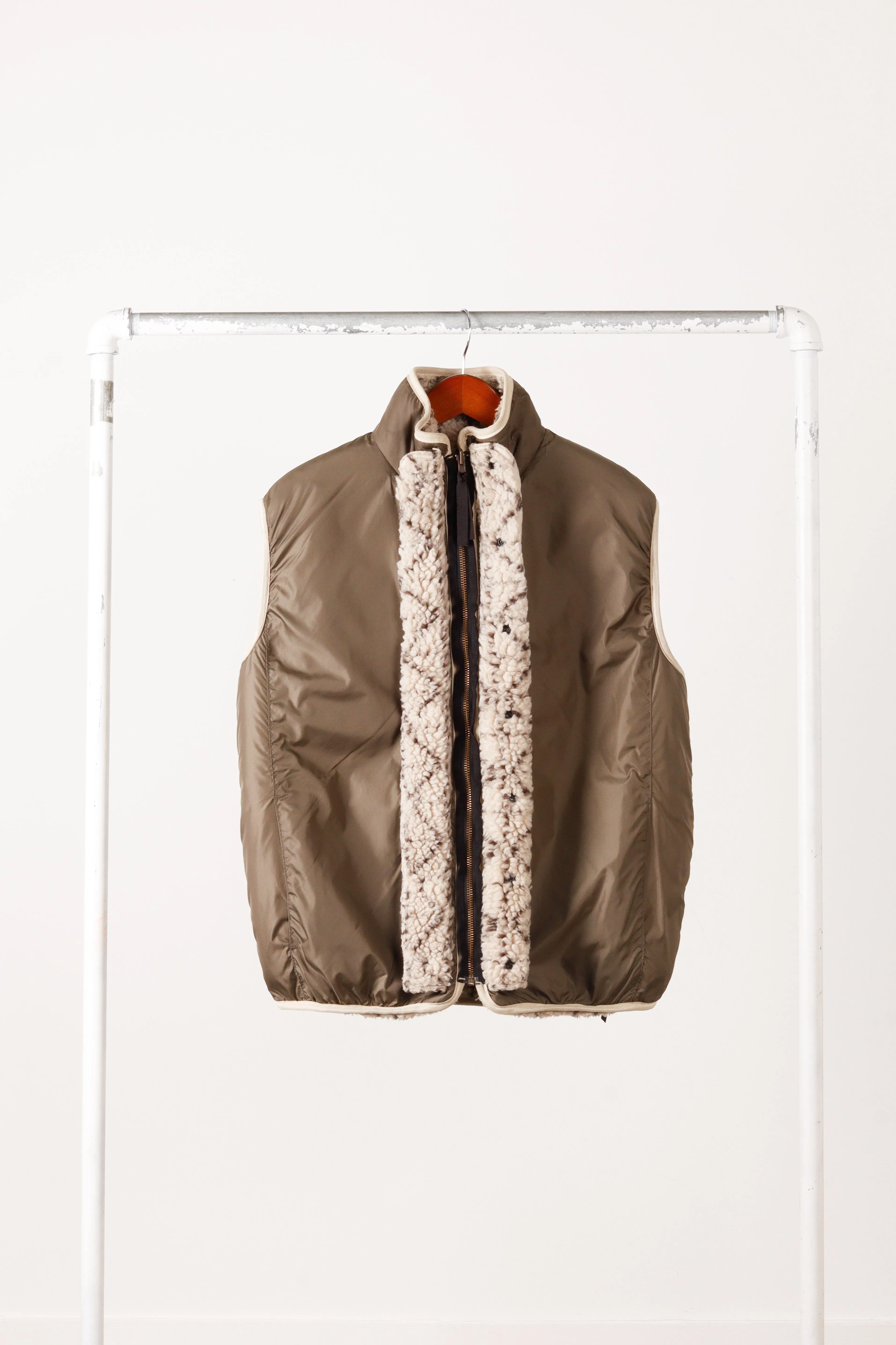 Kapital FW21 Do-Gi Sashiko Boa' Reversible Fleece Vest Ecru (2021)