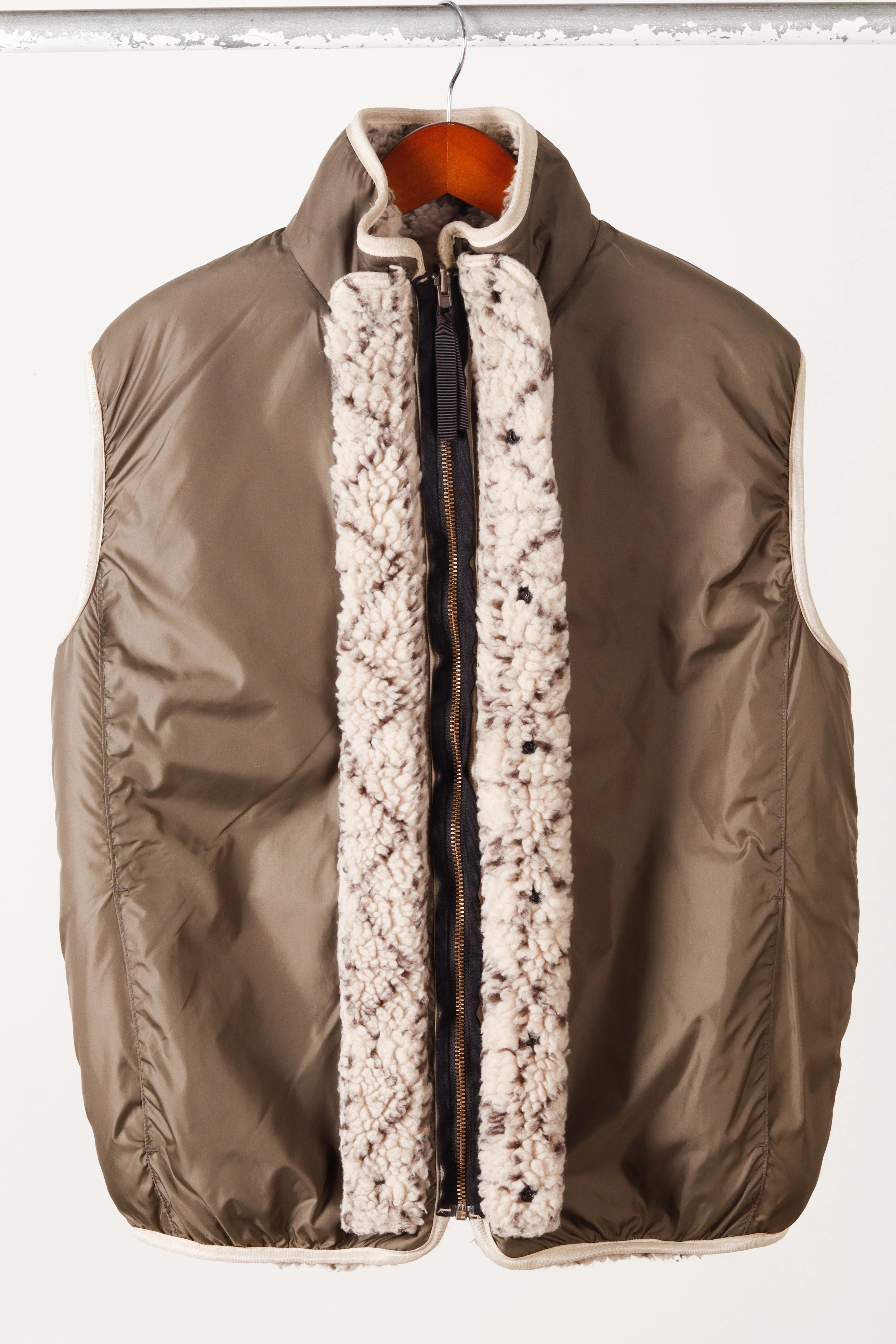 Kapital FW21 Do-Gi Sashiko Boa' Reversible Fleece Vest Ecru (2021)