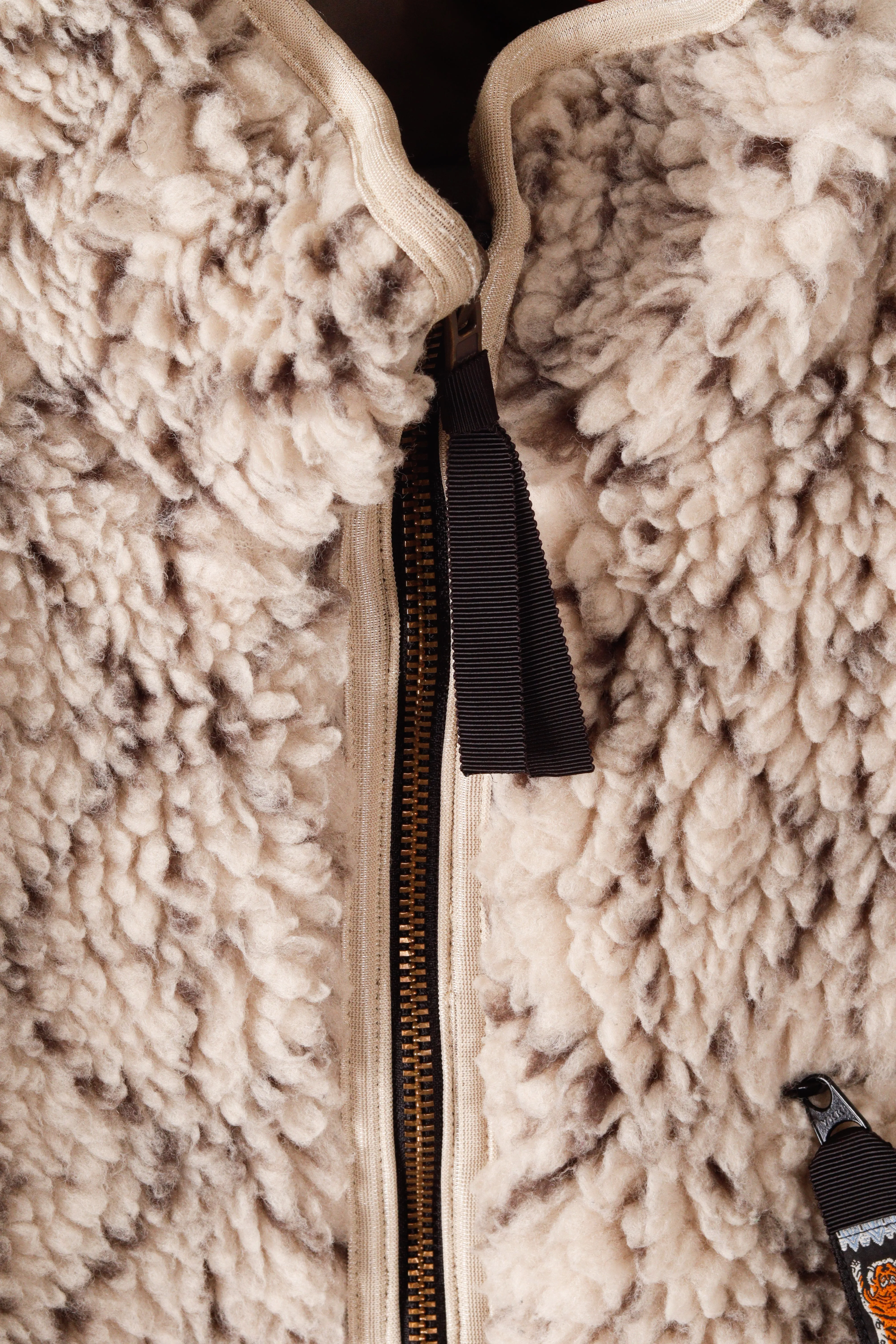 Kapital FW21 Do-Gi Sashiko Boa' Reversible Fleece Vest Ecru (2021)