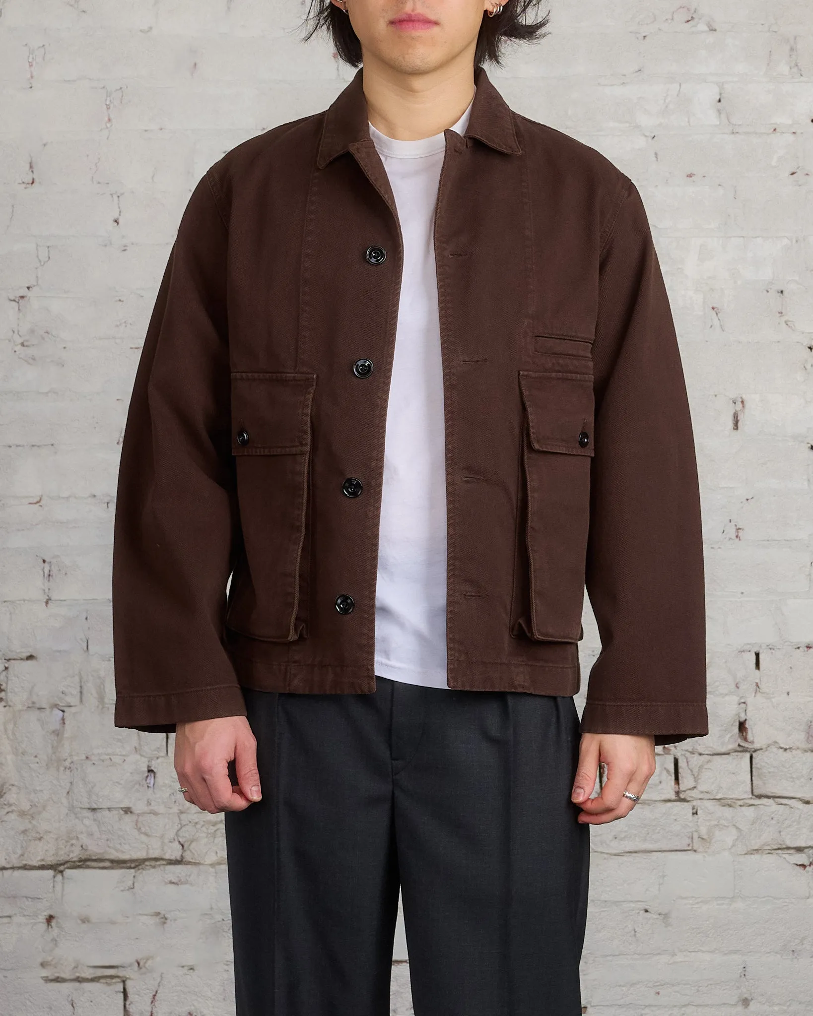 Lemaire Boxy Heavy Garment Dyed Denim Jacket Espresso