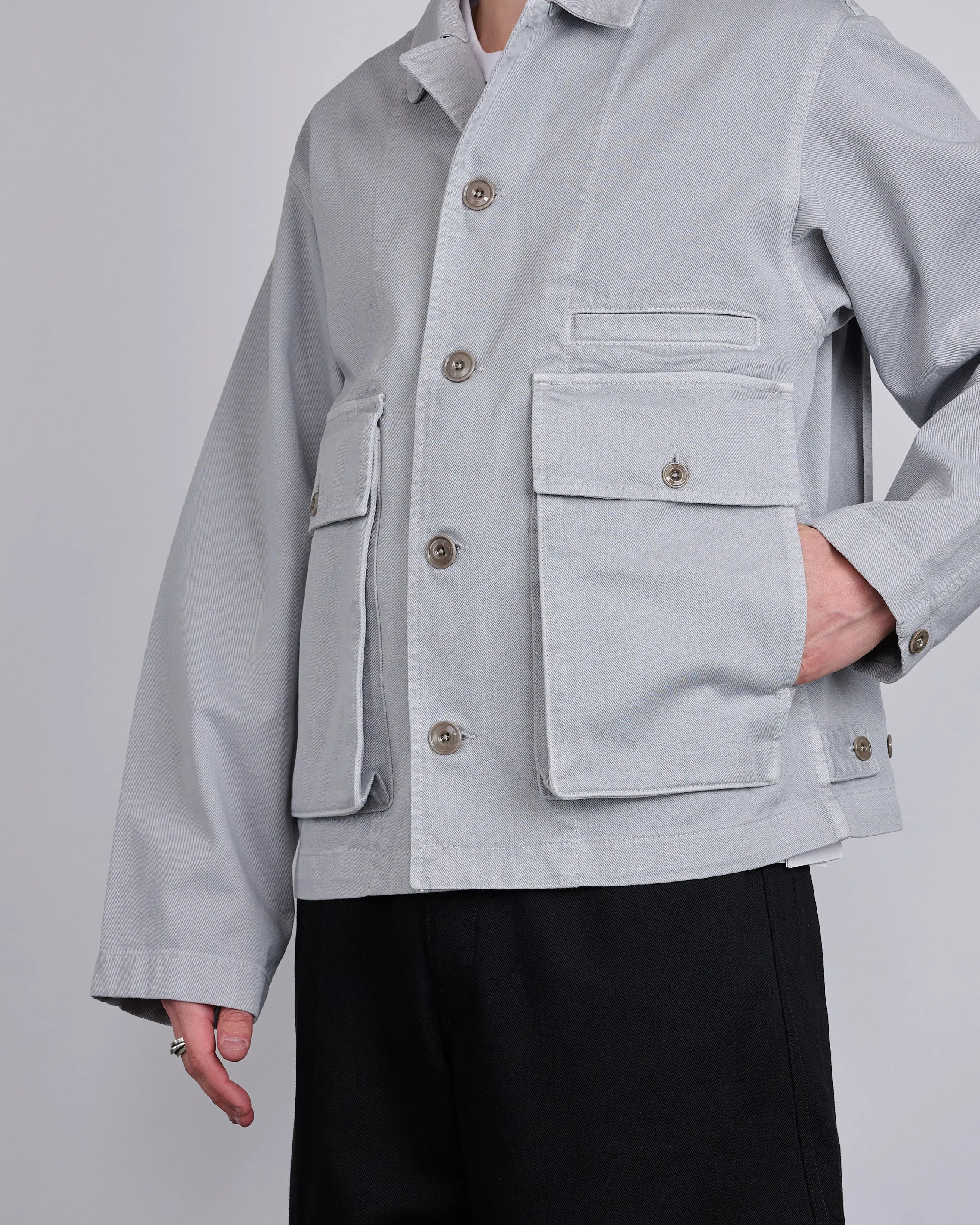 LEMAIRE Boxy Jacket Heavy Snowy Denim Blue Grey