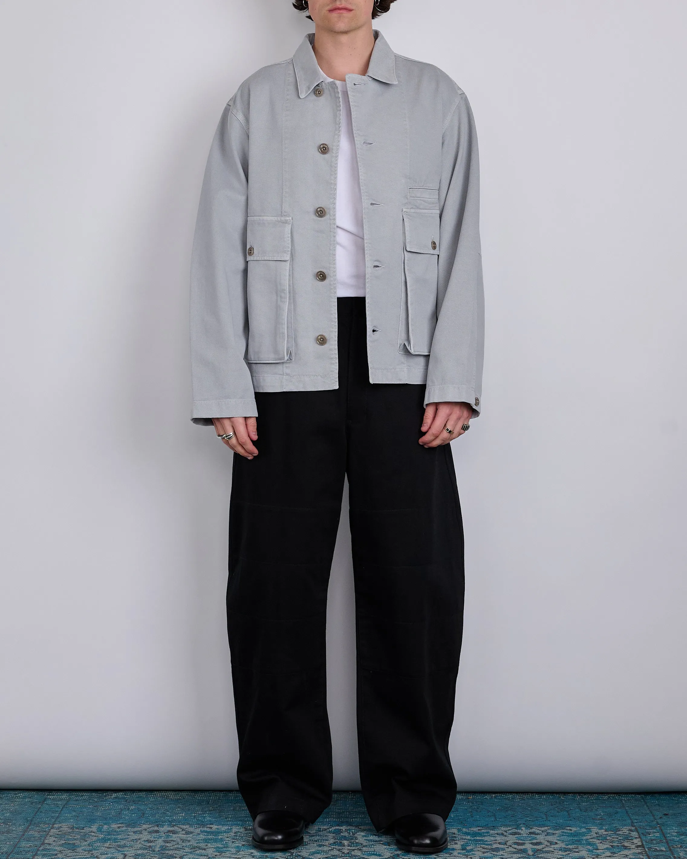 LEMAIRE Boxy Jacket Heavy Snowy Denim Blue Grey