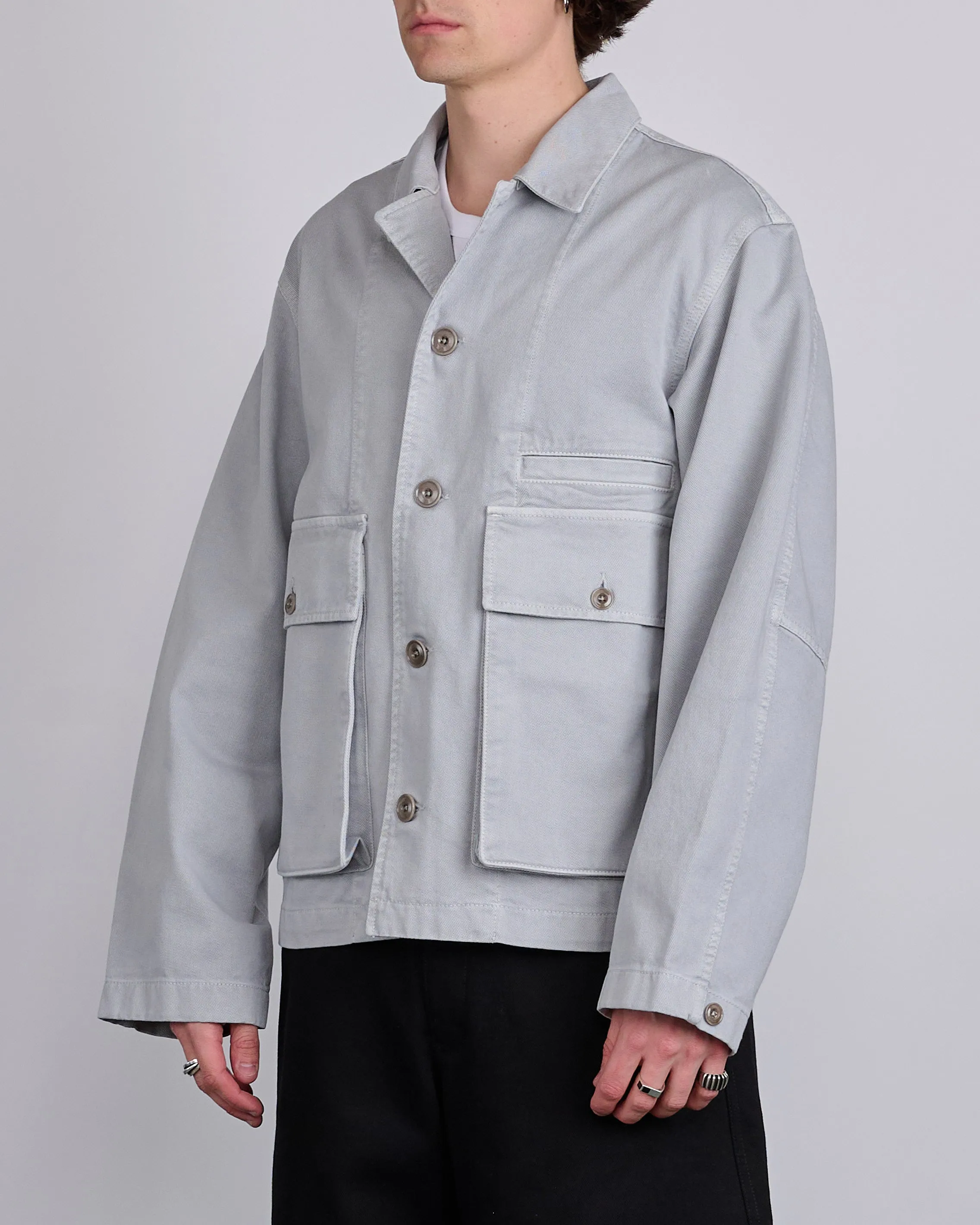 LEMAIRE Boxy Jacket Heavy Snowy Denim Blue Grey