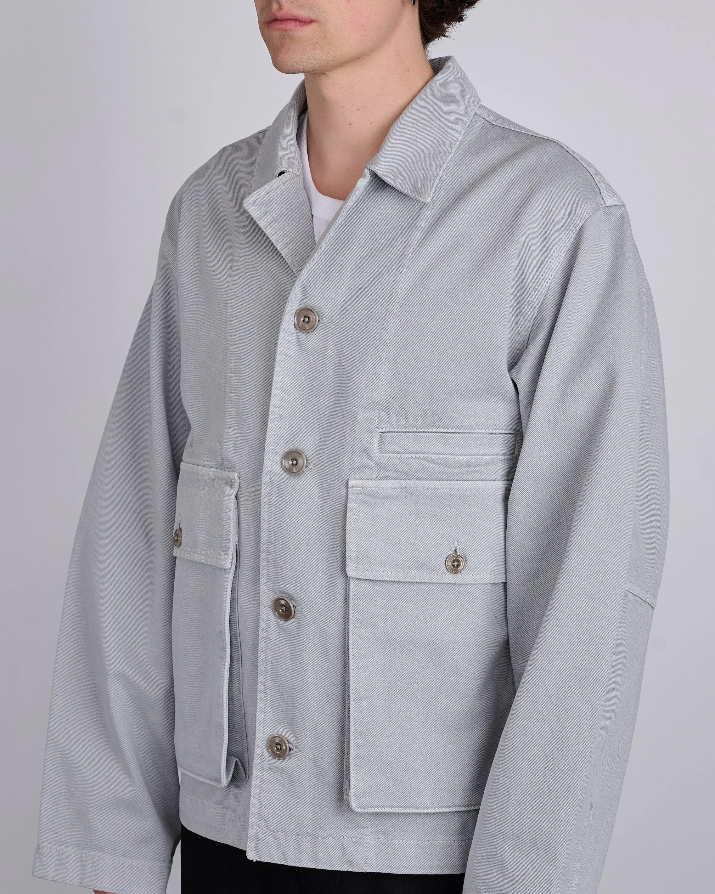 LEMAIRE Boxy Jacket Heavy Snowy Denim Blue Grey