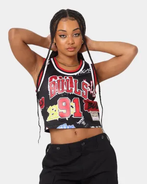 Mitchell & Ness Women's Dennis Rodman Chicago Bulls Slap Sticker Crop Tank Jersey Black