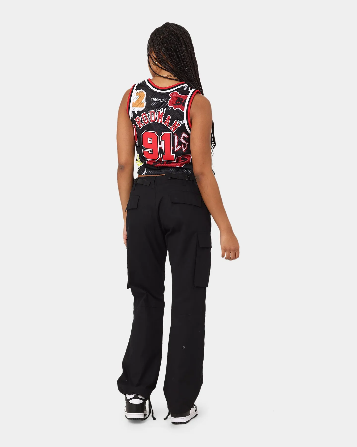 Mitchell & Ness Women's Dennis Rodman Chicago Bulls Slap Sticker Crop Tank Jersey Black
