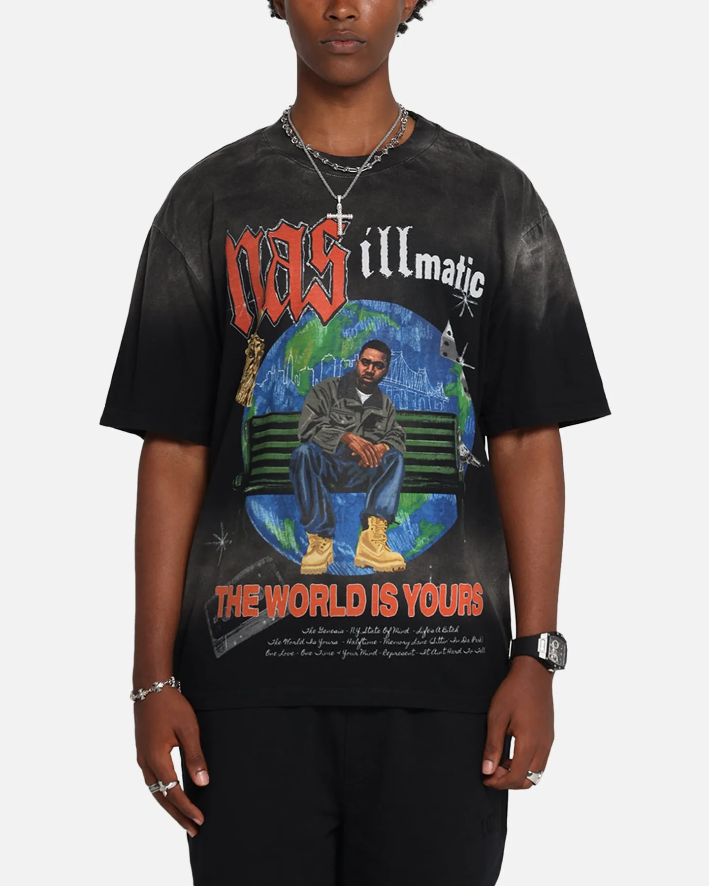 Nas The World Is Yours T-Shirt Washed Black