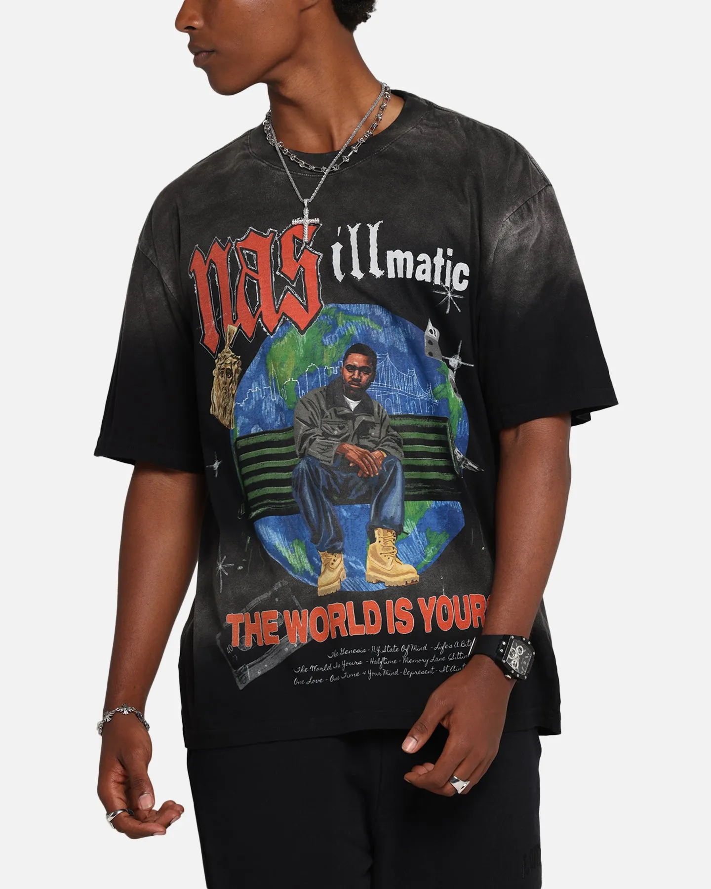 Nas The World Is Yours T-Shirt Washed Black