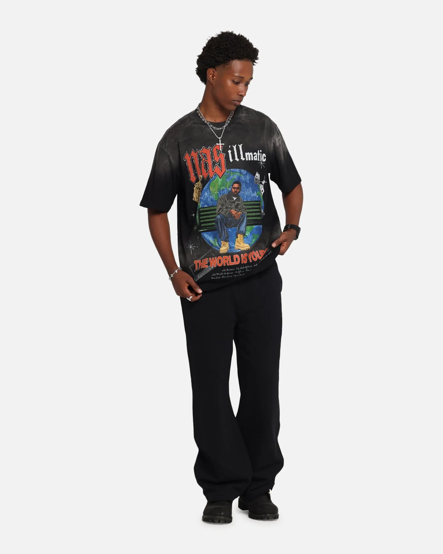 Nas The World Is Yours T-Shirt Washed Black