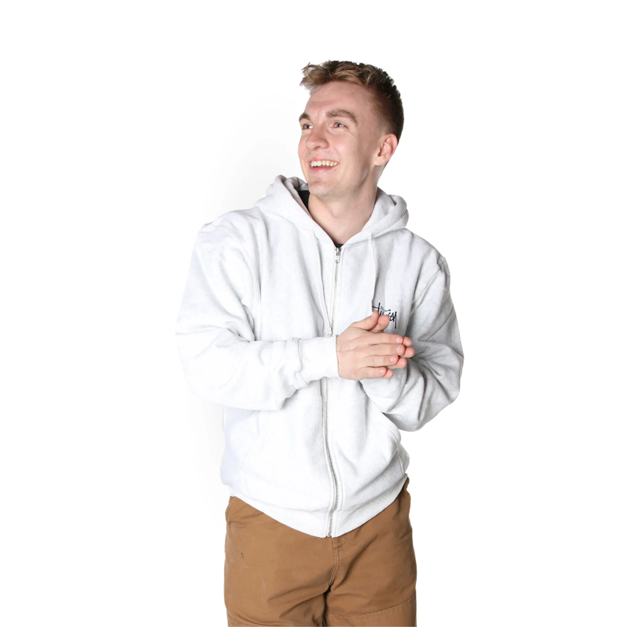 Stssy Basic Zip Hoodie Ash Heather