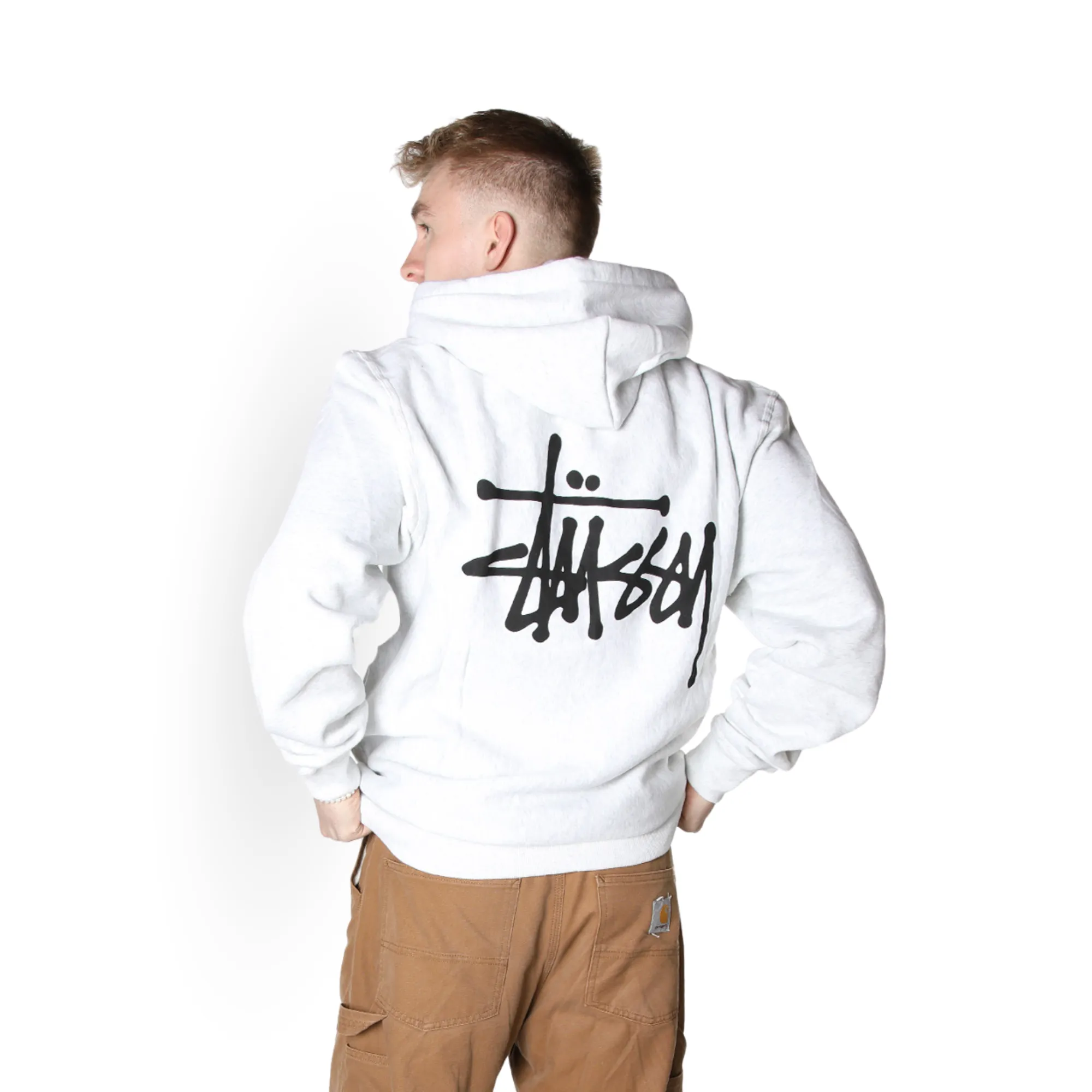 Stssy Basic Zip Hoodie Ash Heather