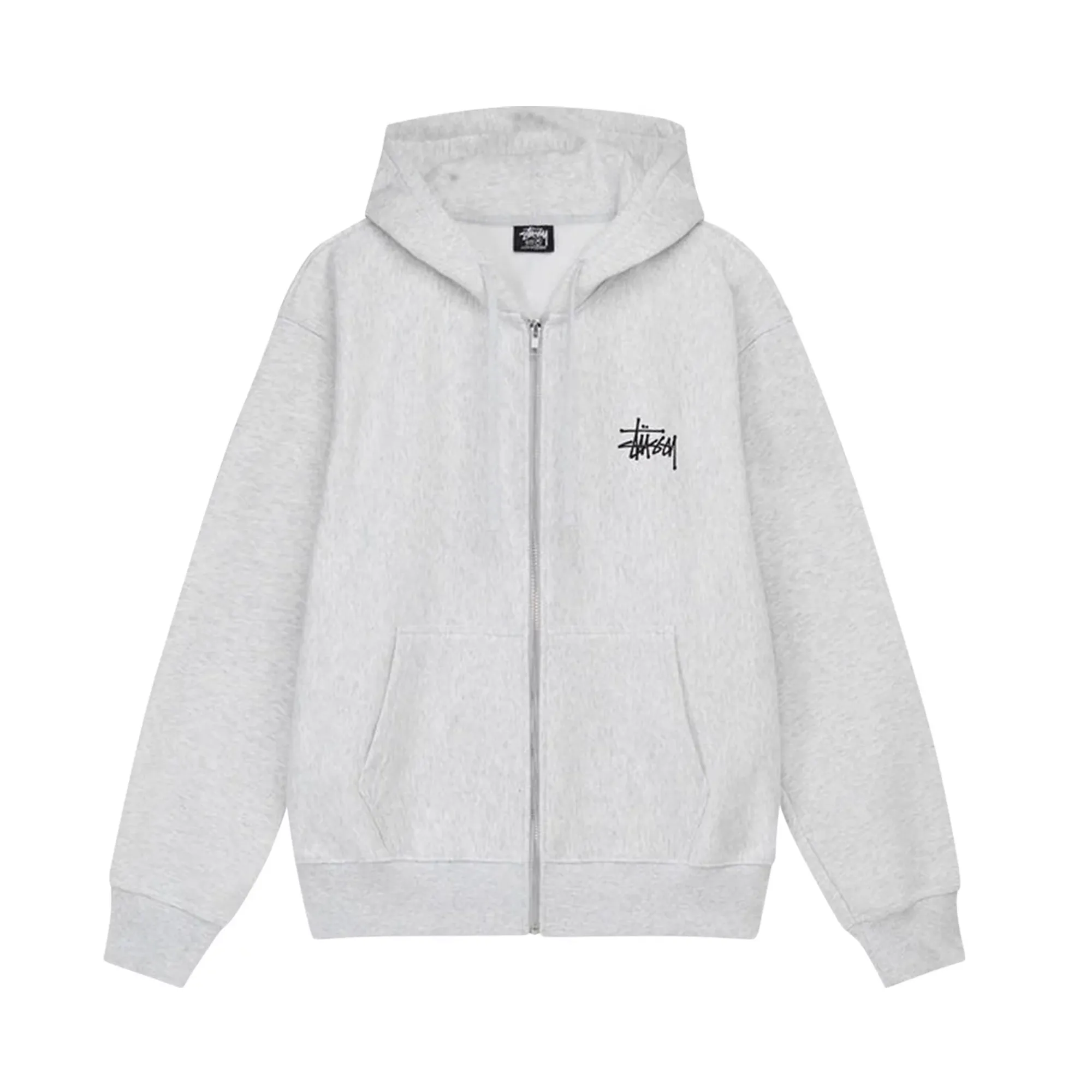 Stssy Basic Zip Hoodie Ash Heather