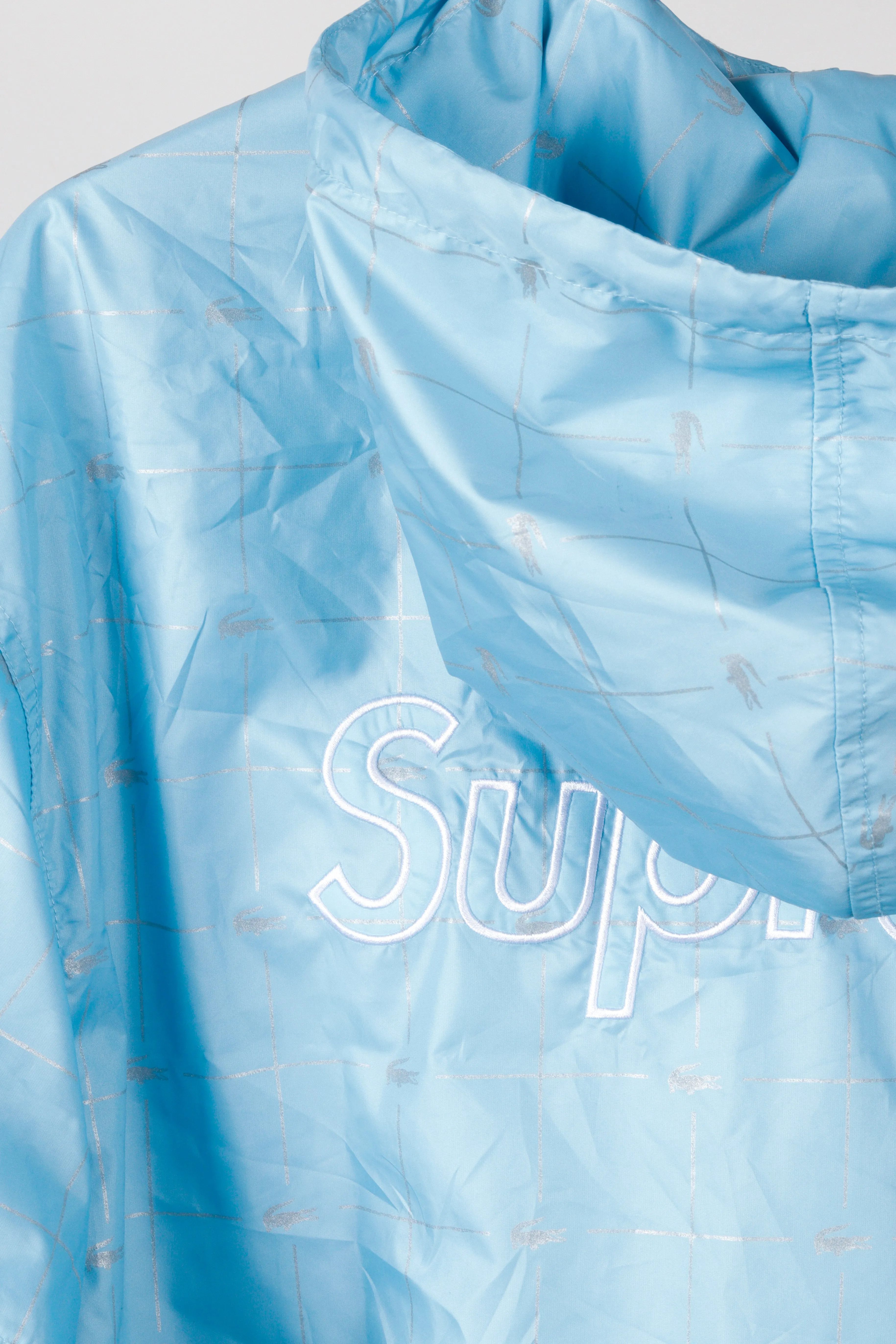 Supreme x Lacoste SS18 'Reflective Grid Nylon' Anorak Jacket Blue (2018)