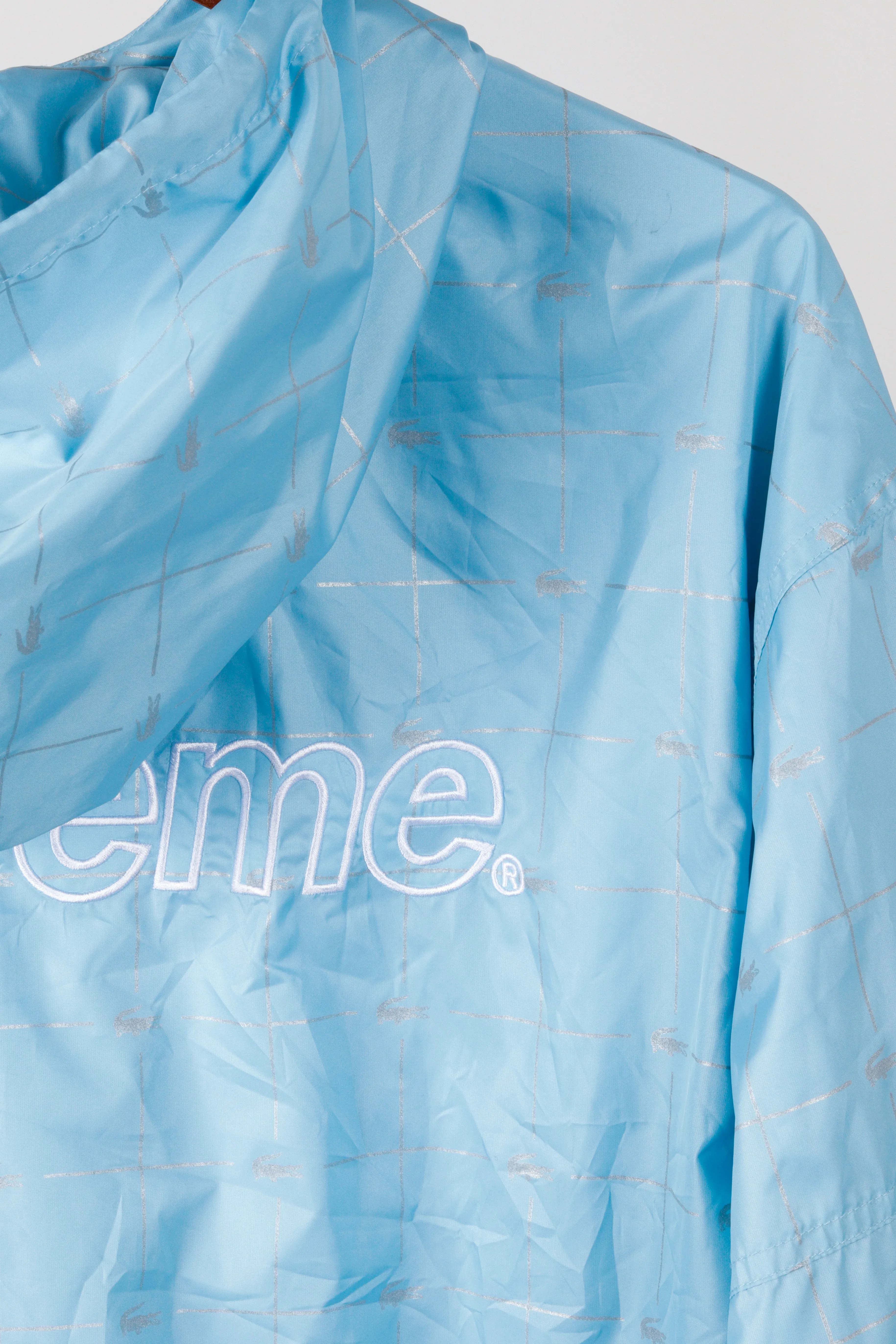 Supreme x Lacoste SS18 'Reflective Grid Nylon' Anorak Jacket Blue (2018)