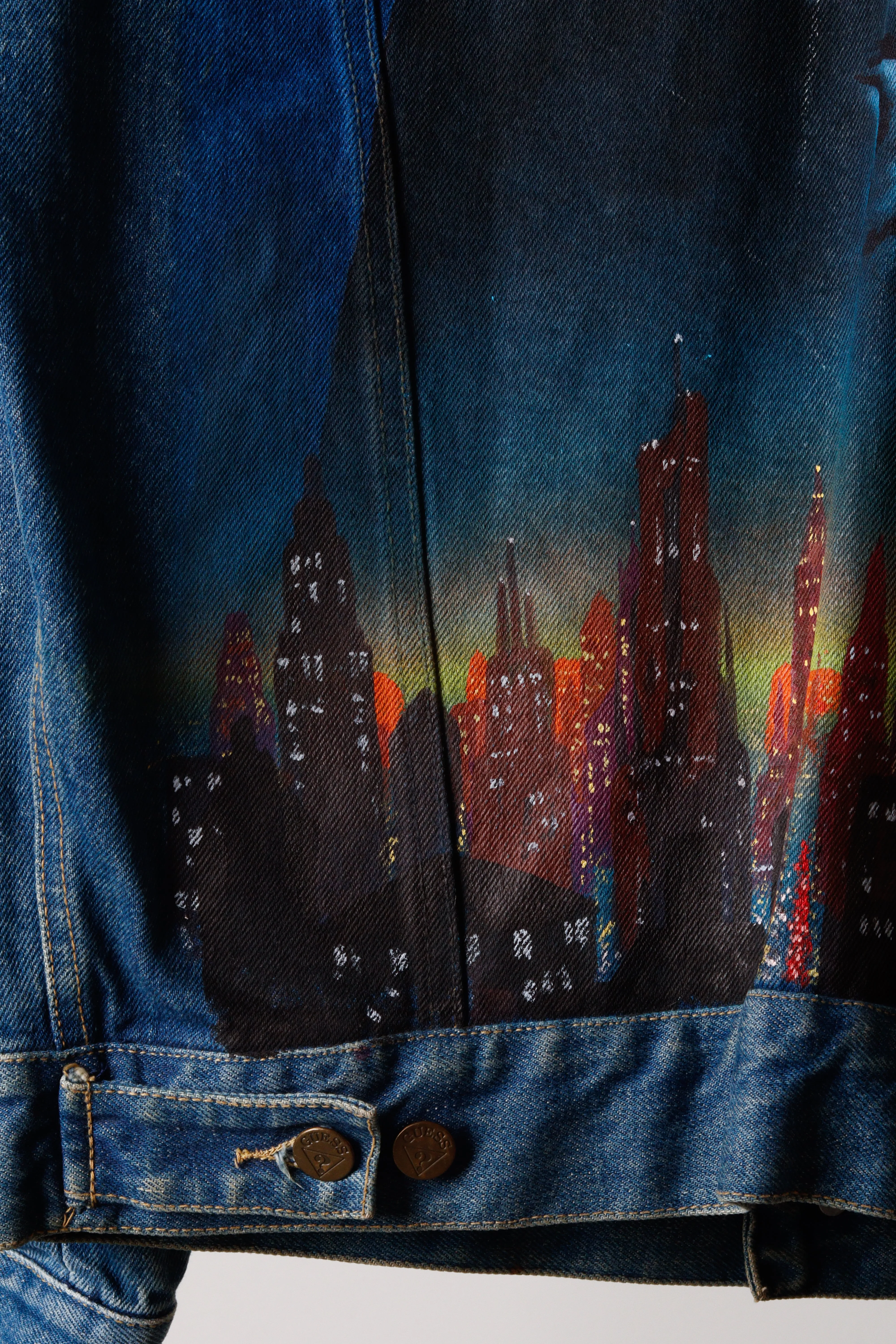 Vintage 1989 Tony Alamo 'Batman' Hand Painted Guess USA Denim Jacket