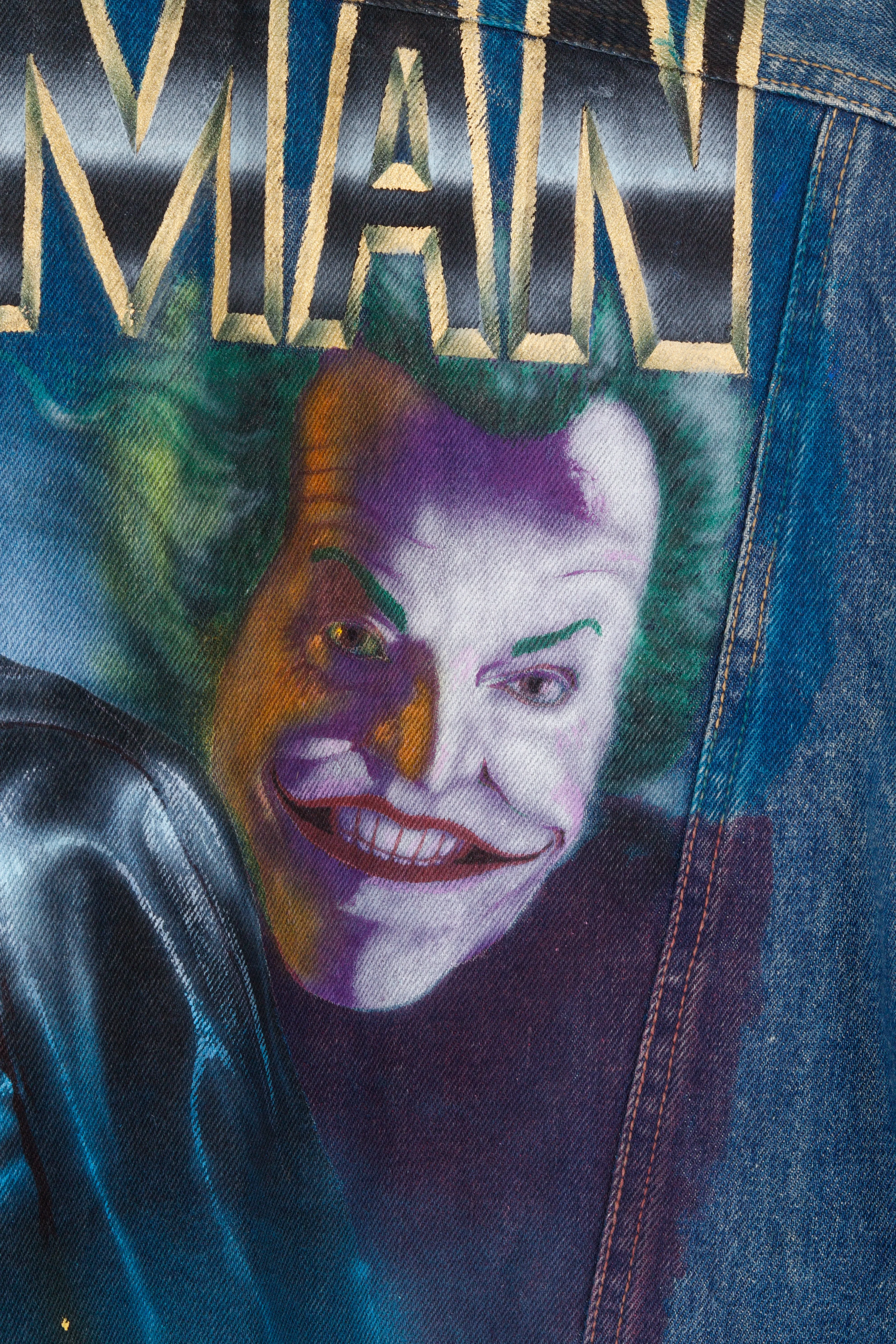 Vintage 1989 Tony Alamo 'Batman' Hand Painted Guess USA Denim Jacket