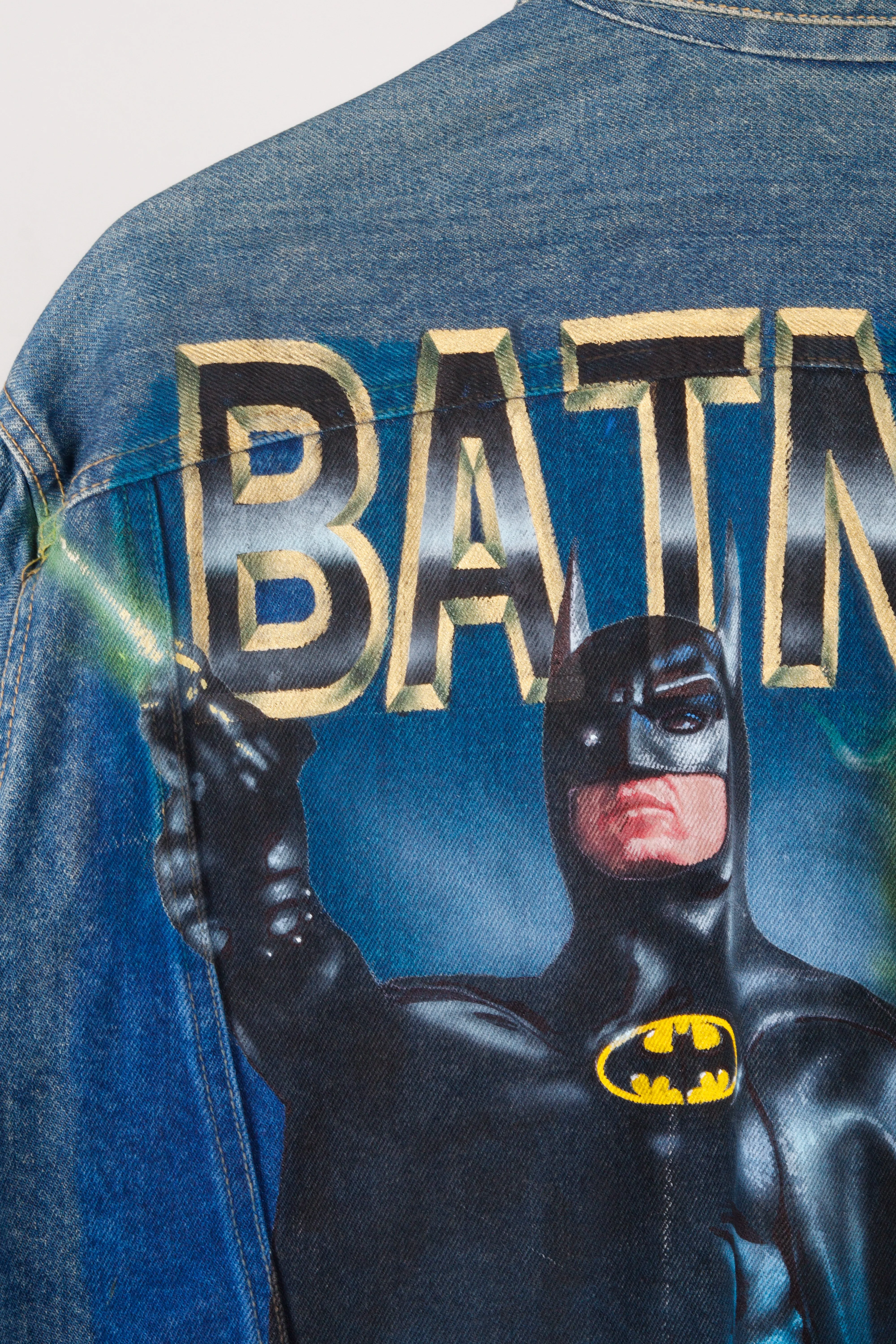 Vintage 1989 Tony Alamo 'Batman' Hand Painted Guess USA Denim Jacket