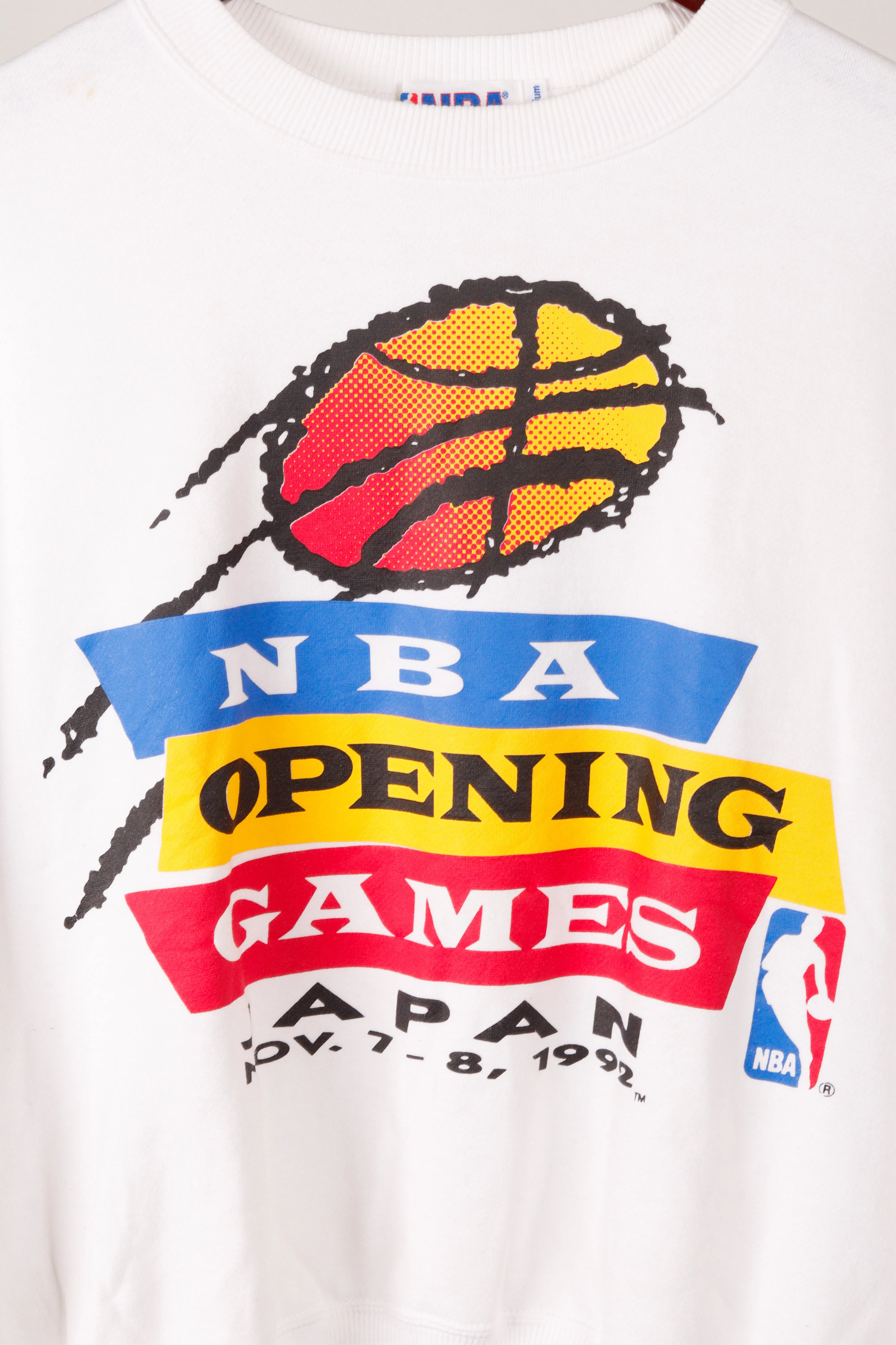 Vintage 1992 NBA 'Opening Games Japan Staff' Crewneck Sweatshirt White